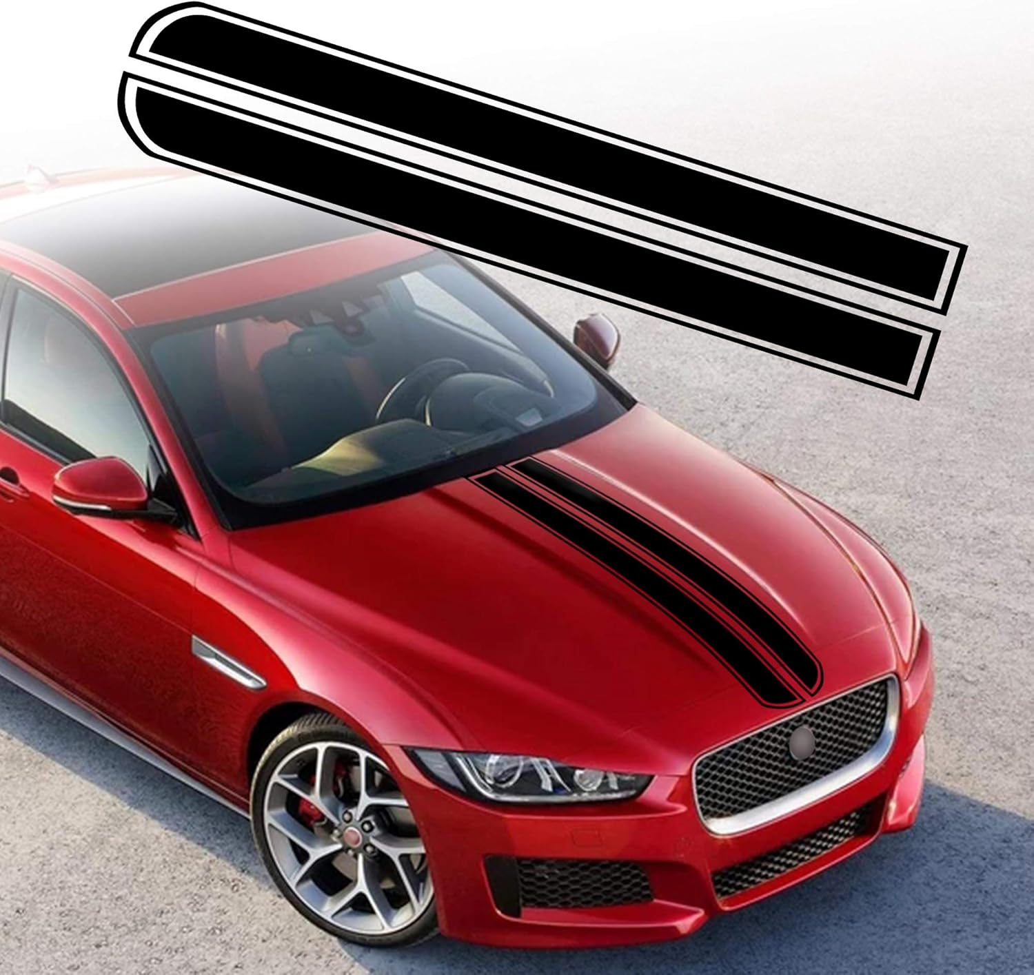 TOMALL 49"X 8.7" Car Hood Stripe Sticker - Auto Racing Body Side Decal, Skirt Roof Hood Bumper Vinyl Modified Decoration for Car (White)