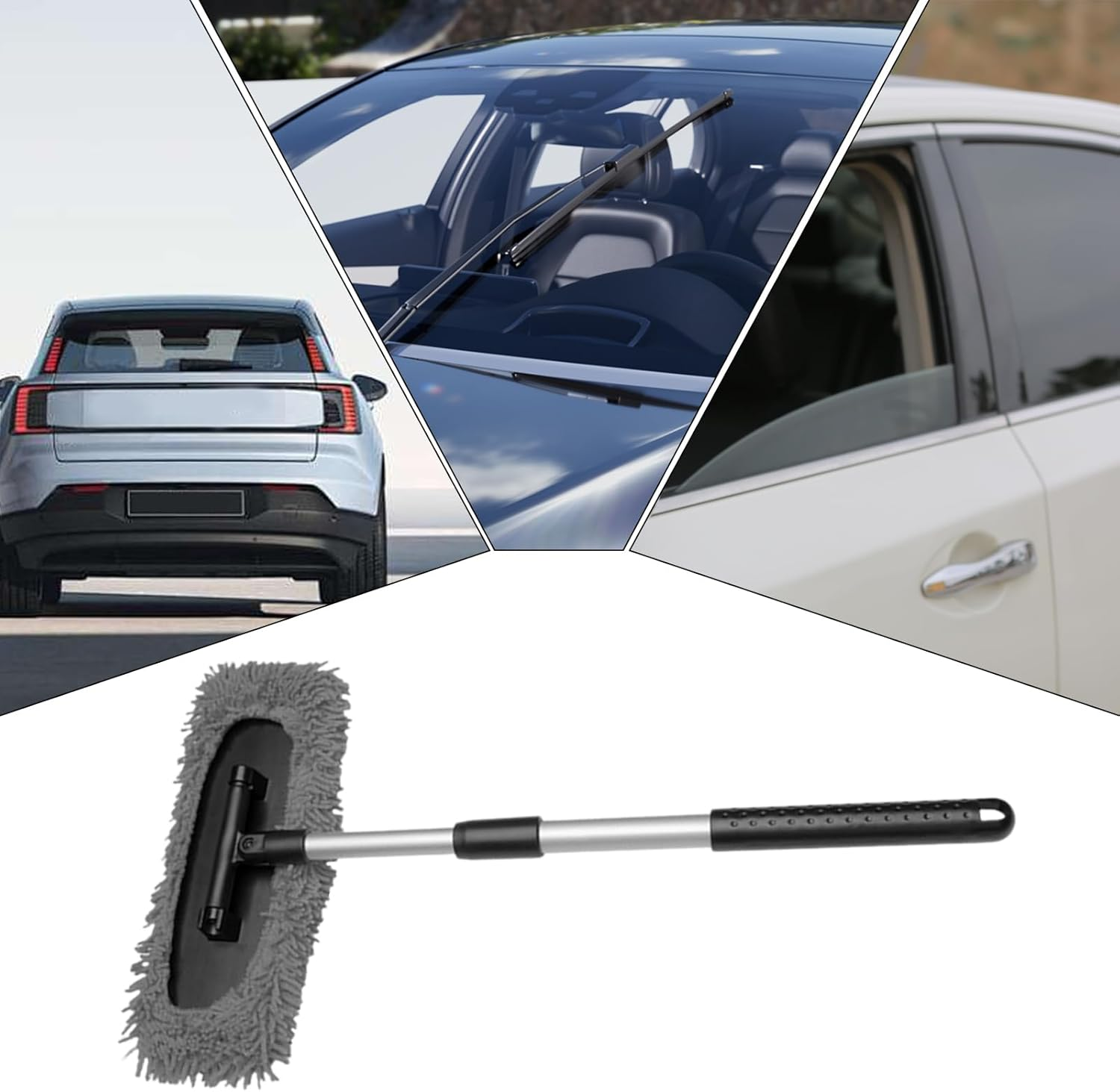 Car Windshield Cleaner Tool - Frost Removal Telescopic | Car Wash Mop | for Floors Truck Automotive Window Cleaning Wash Glass Detailing - Grey image number 5