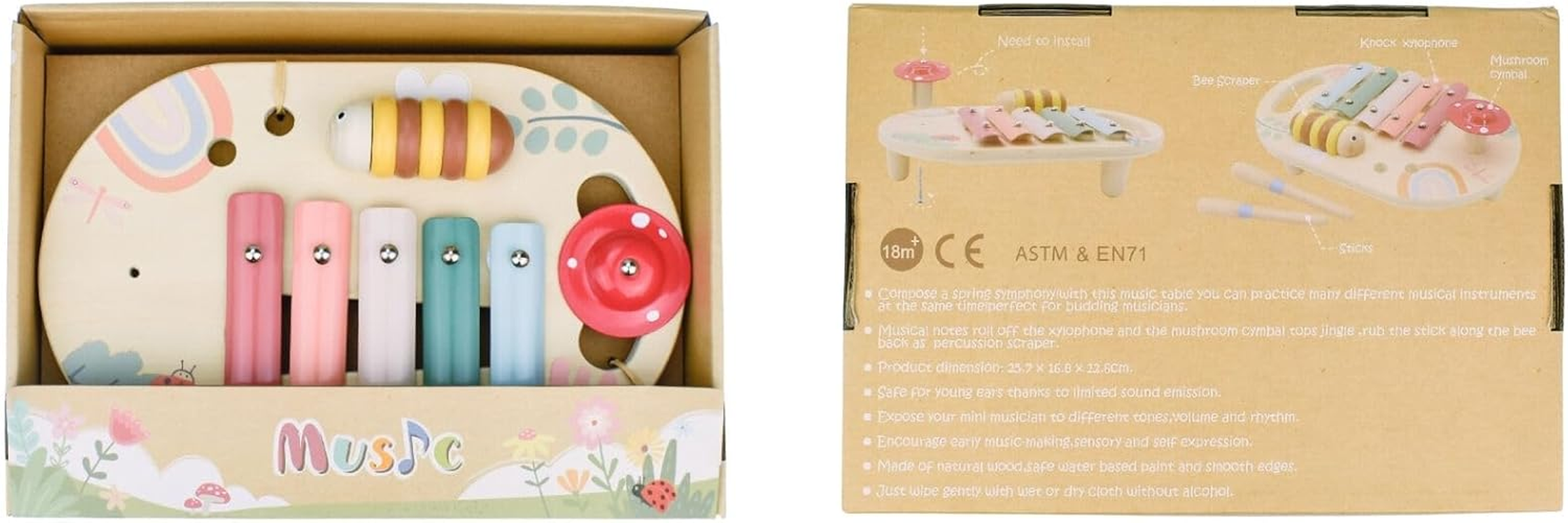 Kaper Kidz - Wooden Spring Insect Music Table | Music Set for Babies and Toddlers image number 6