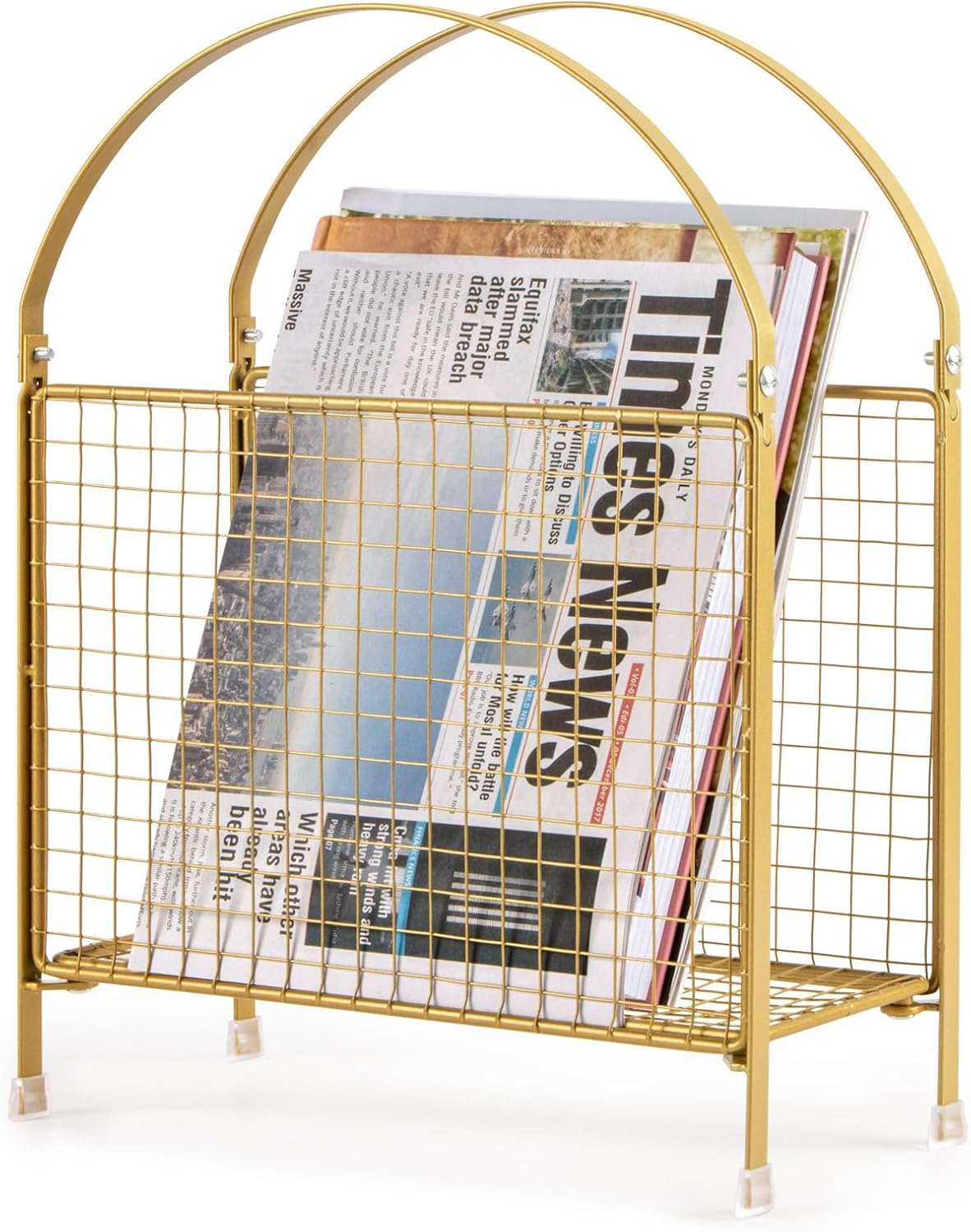 PUERSI Freestanding Magazine Rack &ndash; Modern Touch Handbag Design, Magazine Organizer Metal Holder for Newspaper, Books, Vinyl Record (Black)