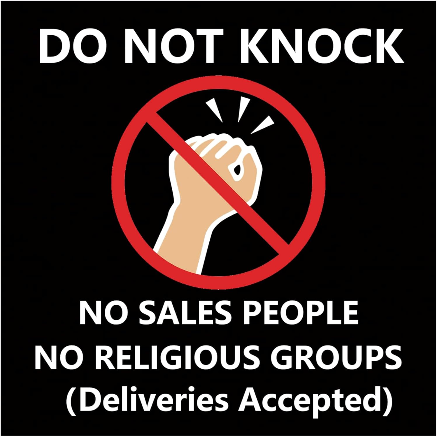 Do Not Knock Sign for Home Self Adhesive Tape Door Sign (Style 1, 55X55Mm)
