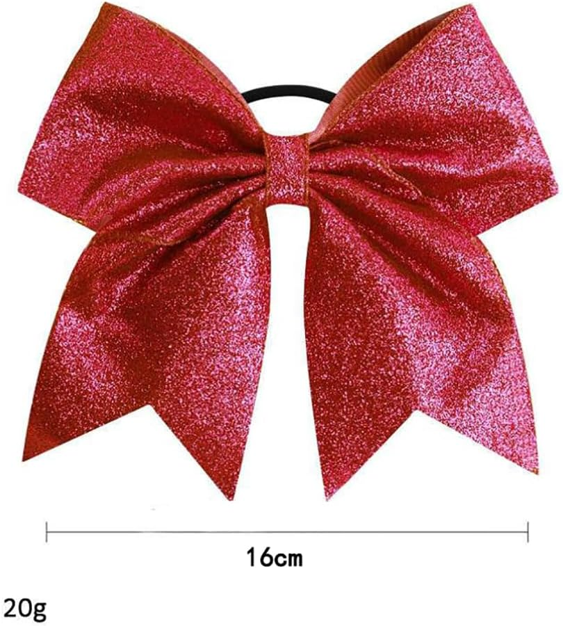 2 Pack Glitter Cheerleader Ponytail Holder Bow Softball Football Hair Ties Accessories for Teen Girls Gold image number 2