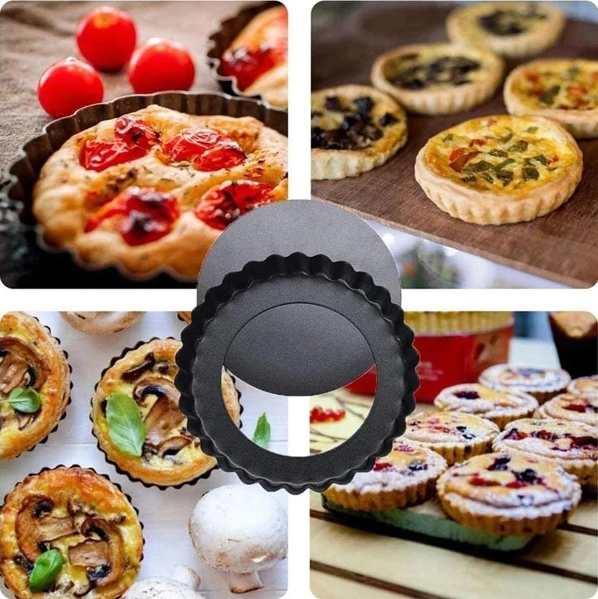 6Pcs/Set Mini Tart Pan Egg Tart Molds with Removable Bottom Non-Stick Pie Pizza Cake round Mould Tins Tarts Quiche Pan Bakeware (10CM) image number 3
