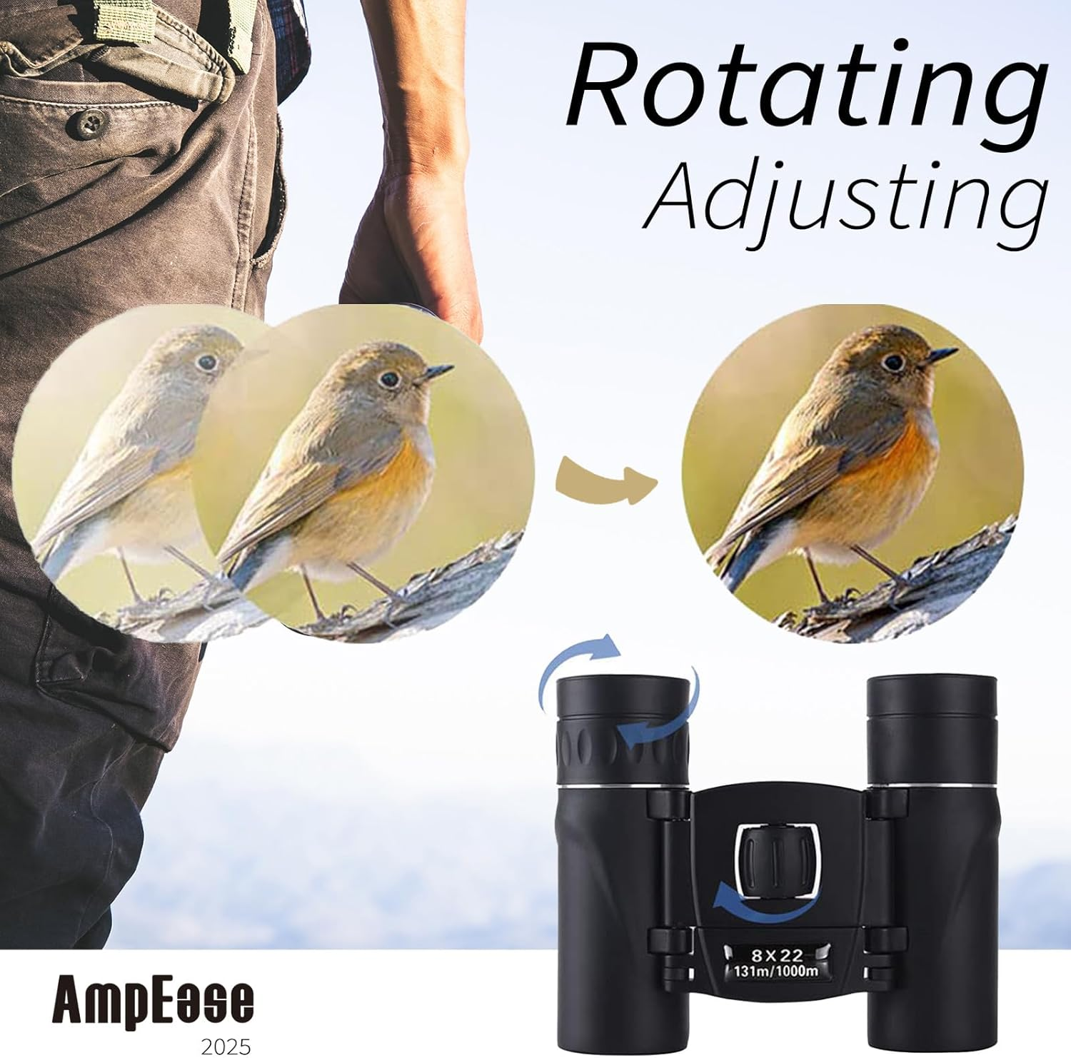 Ampease 8X22 Compact Binoculars &ndash; Waterproof, High-Powered Binoculars for Adults and Kids with Low Light Vision, Ideal for Bird Watching, Hunting, Travel, and Sightseeing image number 5