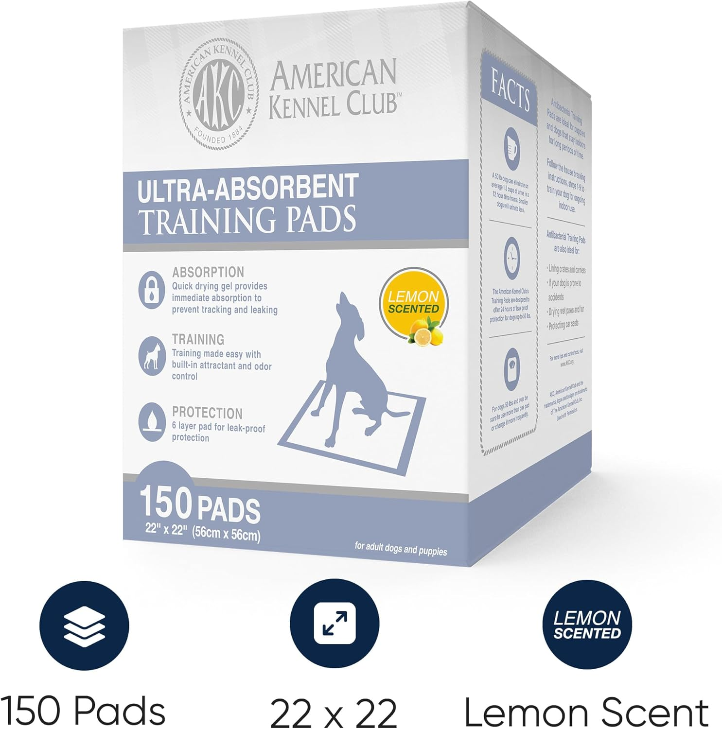 Ultra Absorbent Odor Control Scented Training Pads for Dogs Leak-Proof Quick Dry Gel &ndash; 22 X 22 Puppy Pads - Lemon Scented - Pack of 150 image number 1