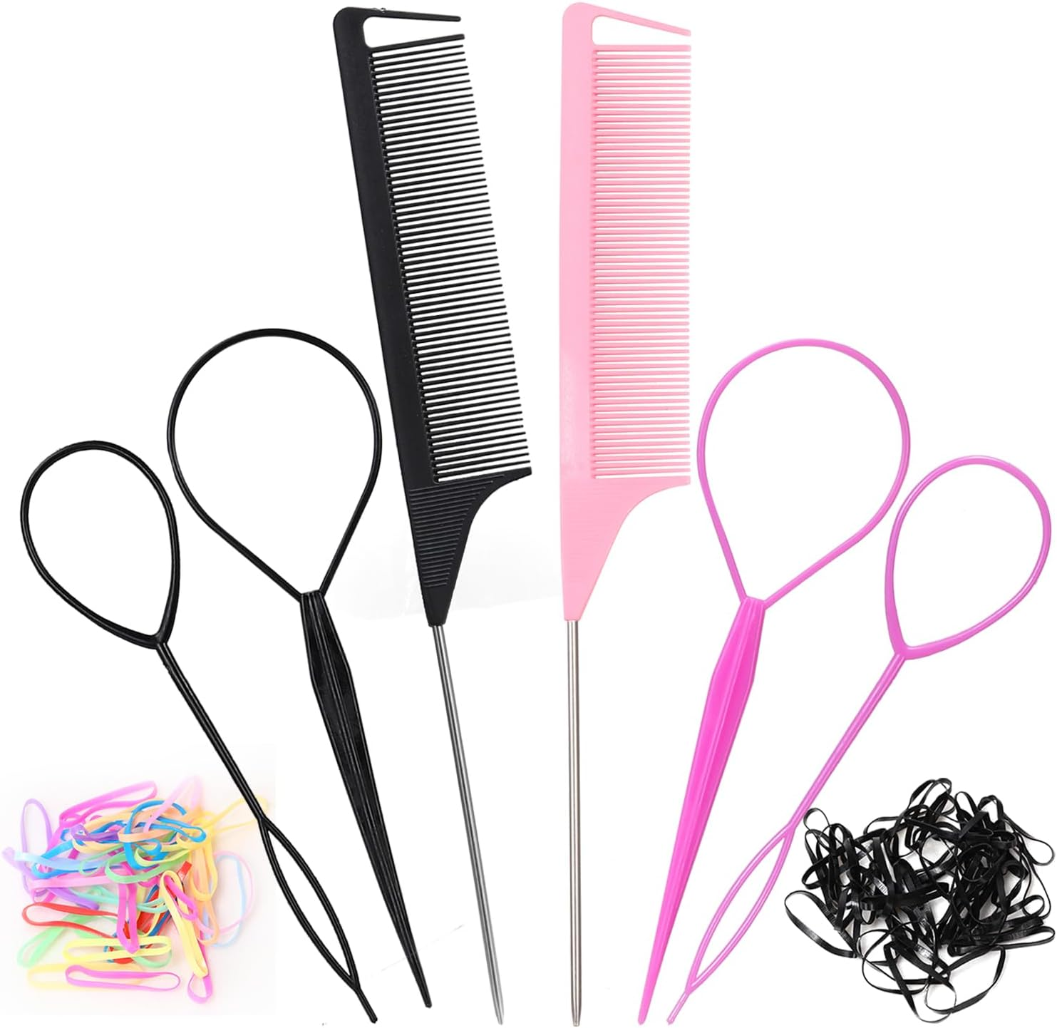 Acooruiteng Hairstyle Aid Braiding Aid Hair Braid Aid Hairstyles Accessories Hair Accessories Topsy Tail Hair Loop for Pull through Hair Twister for DIY Hairstyles Hairstyle Aid Pack of 6 image number 5