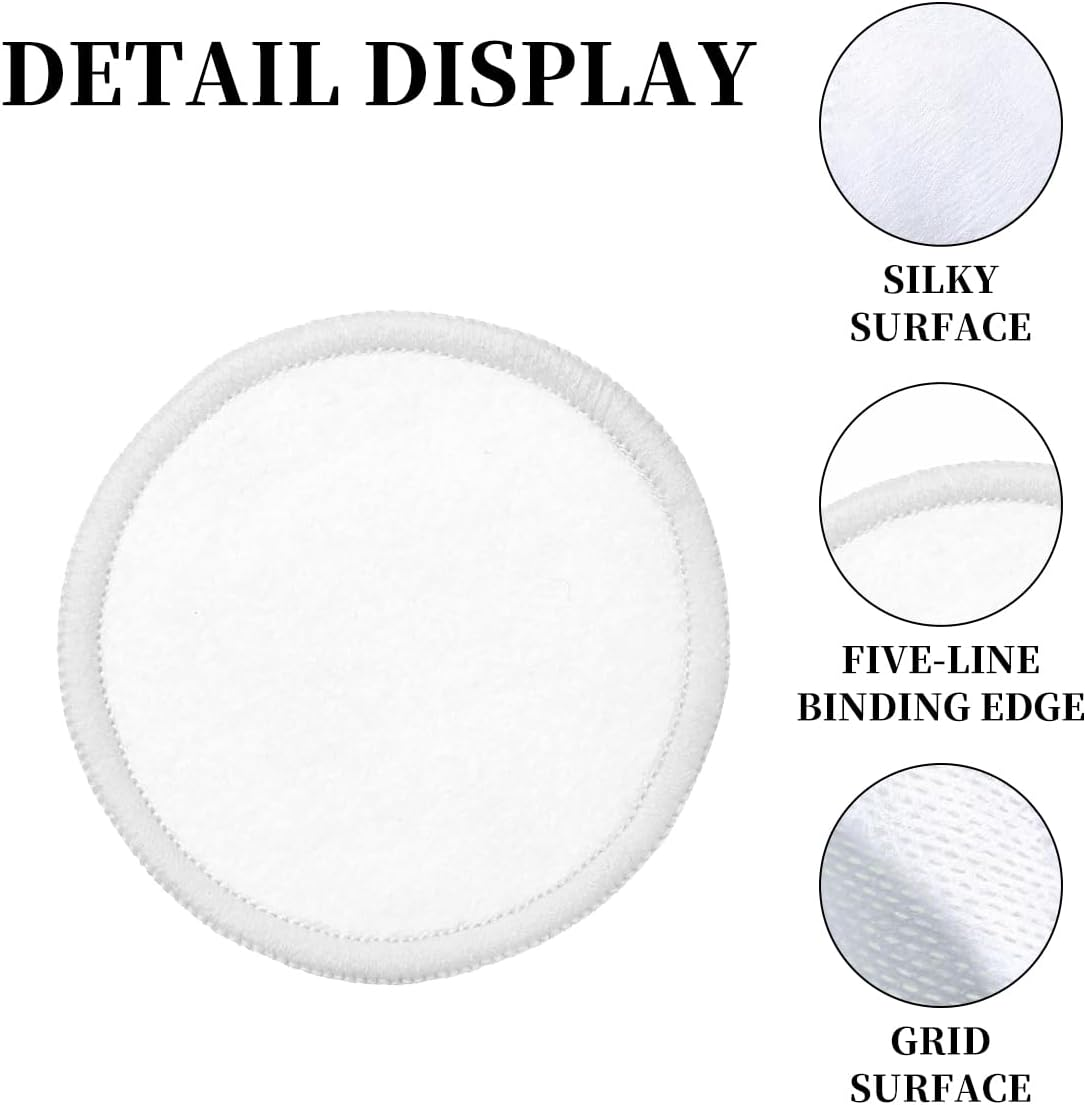 10 Pcs Reusable Makeup Remover Pads, Eco-Friendly Cotton & Bamboo Rounds for Toner, Exfoliants & Makeup Removal with Washable Storage Bag, Gentle on Skin, Suitable for Sensitive Skin Types image number 4