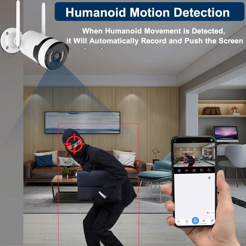 5MP Security Camera Outdoor/Indoor Security System, 2K Wifi IP Security Camera for Home with Night Vision, 2-Way Audio, Motion Detection, Weatherproof image number 2