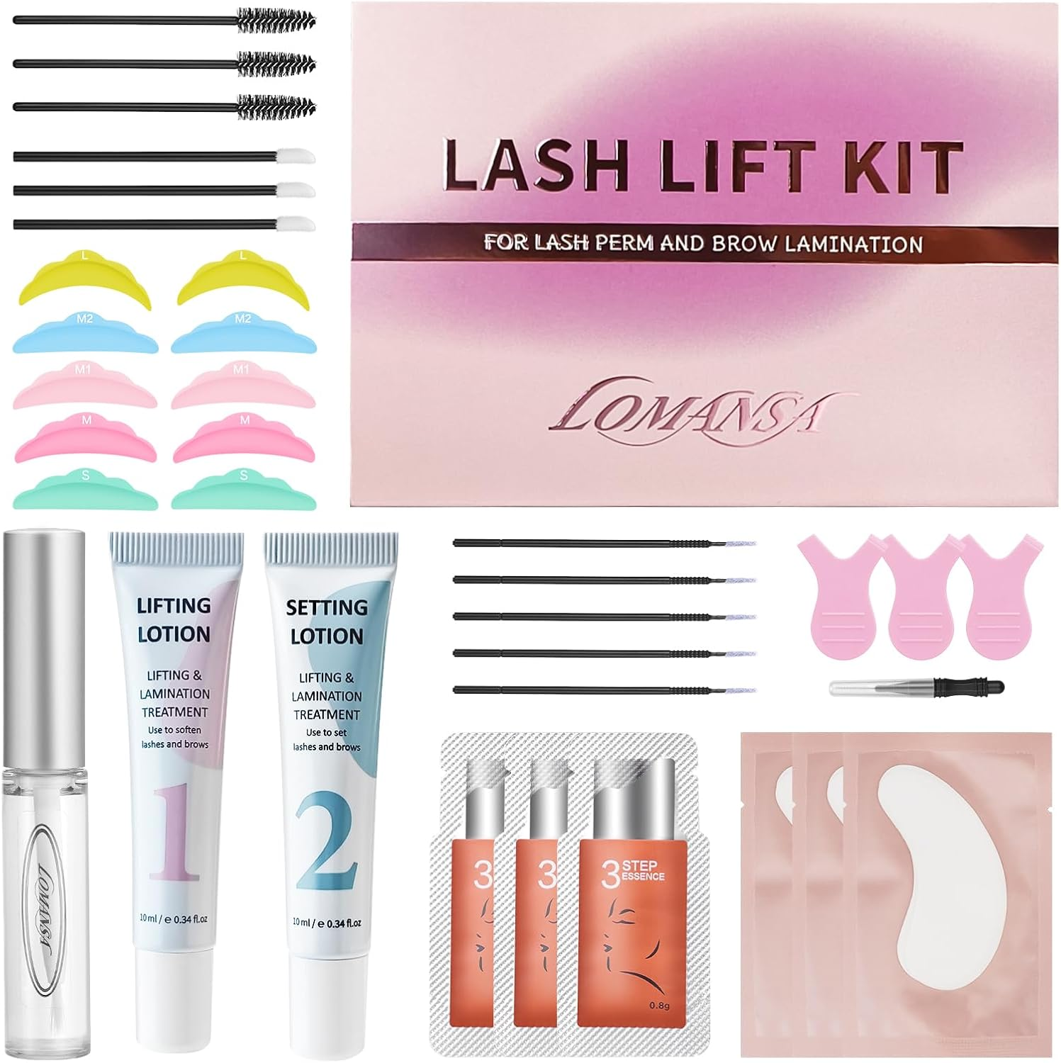 Lomansa Lash Lift Kit Eyelash Lift Kit for Lash Perm Natural Curling Lifting, with Detailed Instruction Complete Set for Women, Beginners, Salon Use image number 2