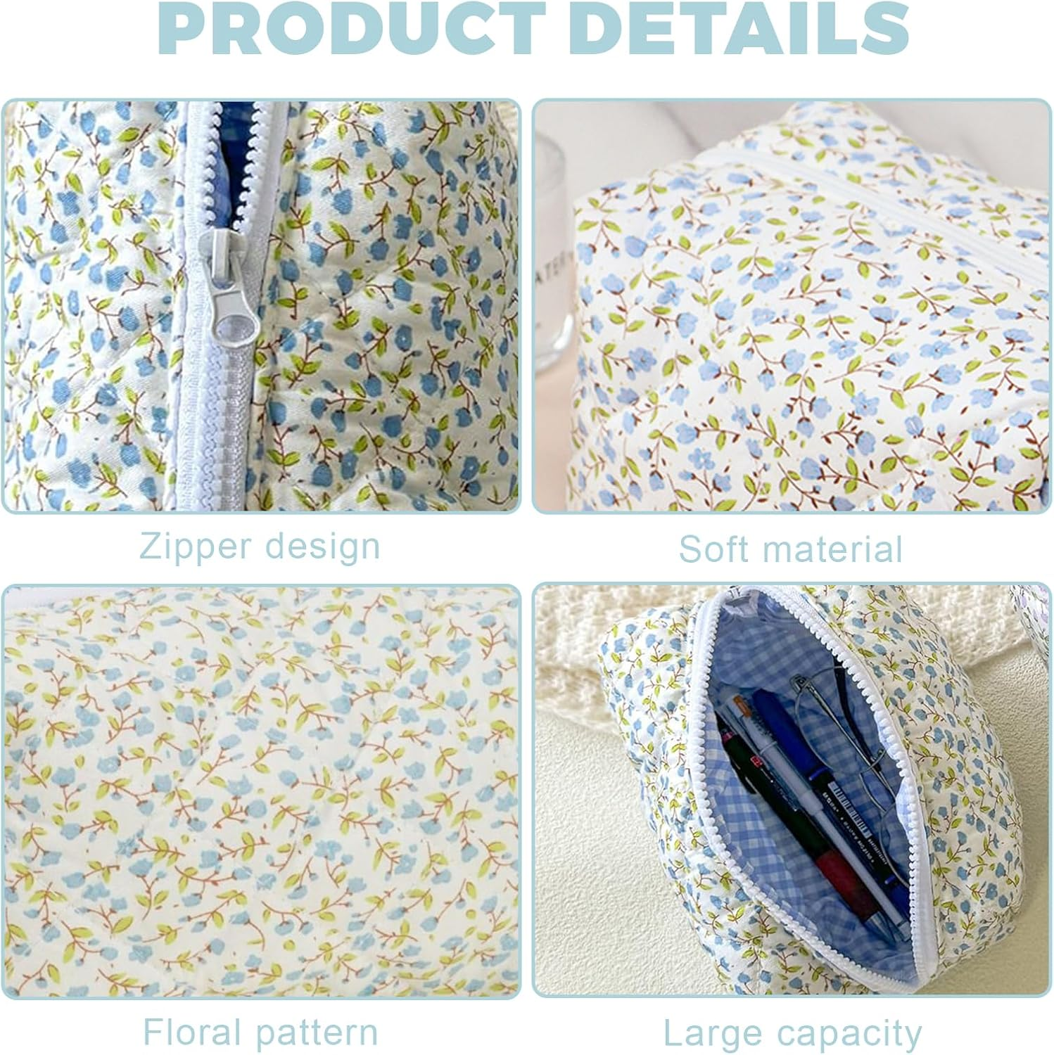 ZEPIQOR Cosmetic Bag Toiletry Bag Make up Bag Travel Wash Bag Cord Make up Organiser Wash Bag Small Toiletry Bag Makeup Bag Multifunctional Cosmetic Bag Set for Women Girls image number 4