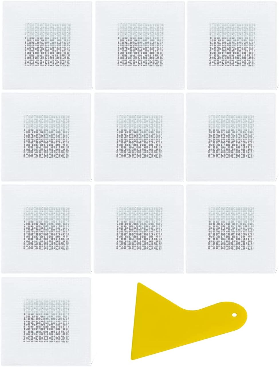 10 PCS Drywall Repair with 1 Scraper Kit, 10 CM Self-Adhesive Fiberglass Mesh Wall Repair Patch, 4 Inch Aluminum Wall Repair Patch Self Adhesive, Hole Repair Patch Kit for Damaged Drywall Ceiling image number 1