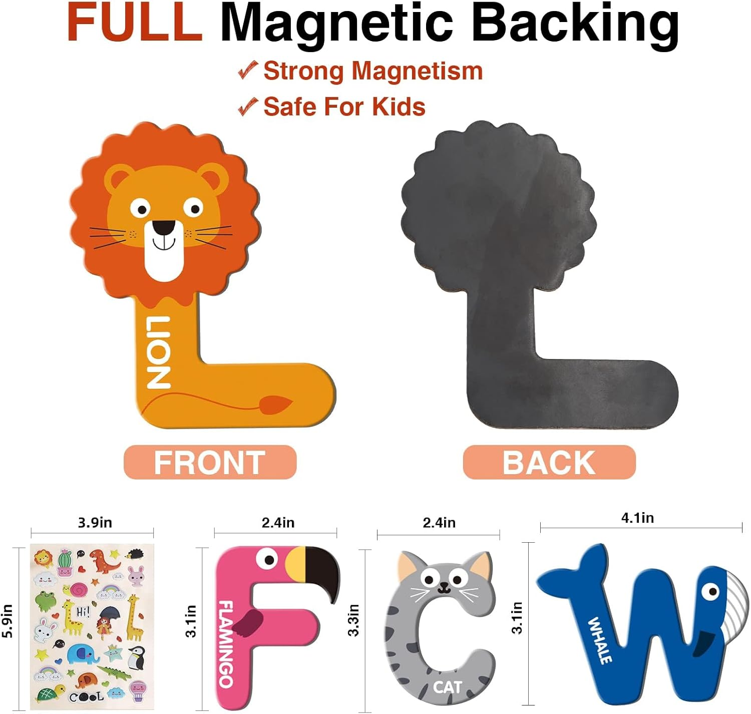 Large Size Magnetic Letters, Cute Animal Alphabet ABC Magnets for Fridge Colorful Uppercase Animals Toys Set Educational Spelling Learning Games for Kids, Toddlers 3 4 5 Years Old image number 4