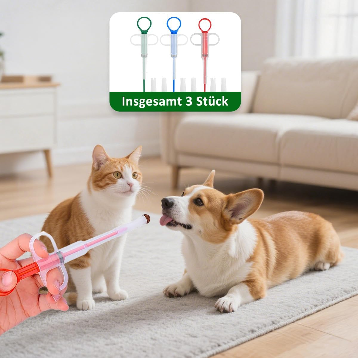 Mkemka Pack of 3 Pill Dispenser for Cats, Dogs Pet Tablet Feeder, Medicine Feeder, Cat Pill Assist Pet Pill Launcher, Reusable Pusher Tablet image number 2