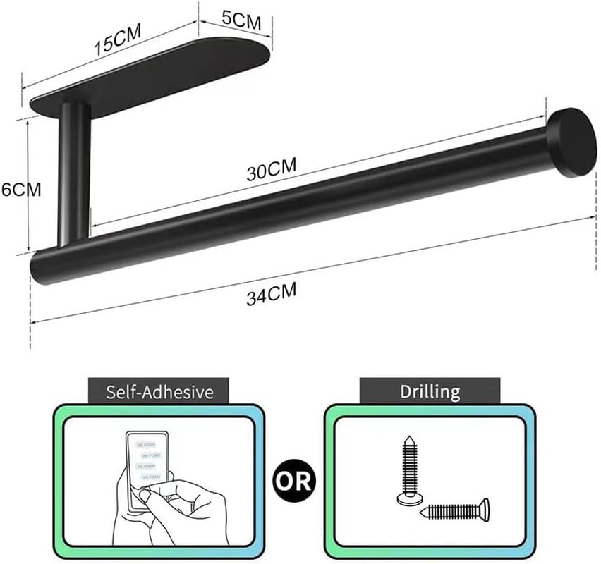 Paper Towel Holder under Cabinet, Single Hand Operable, Self-Adhesive or Drilled Paper Towel Holde Wall Mount for Kitchen/Bathroom/Toilet (Style 1) image number 1