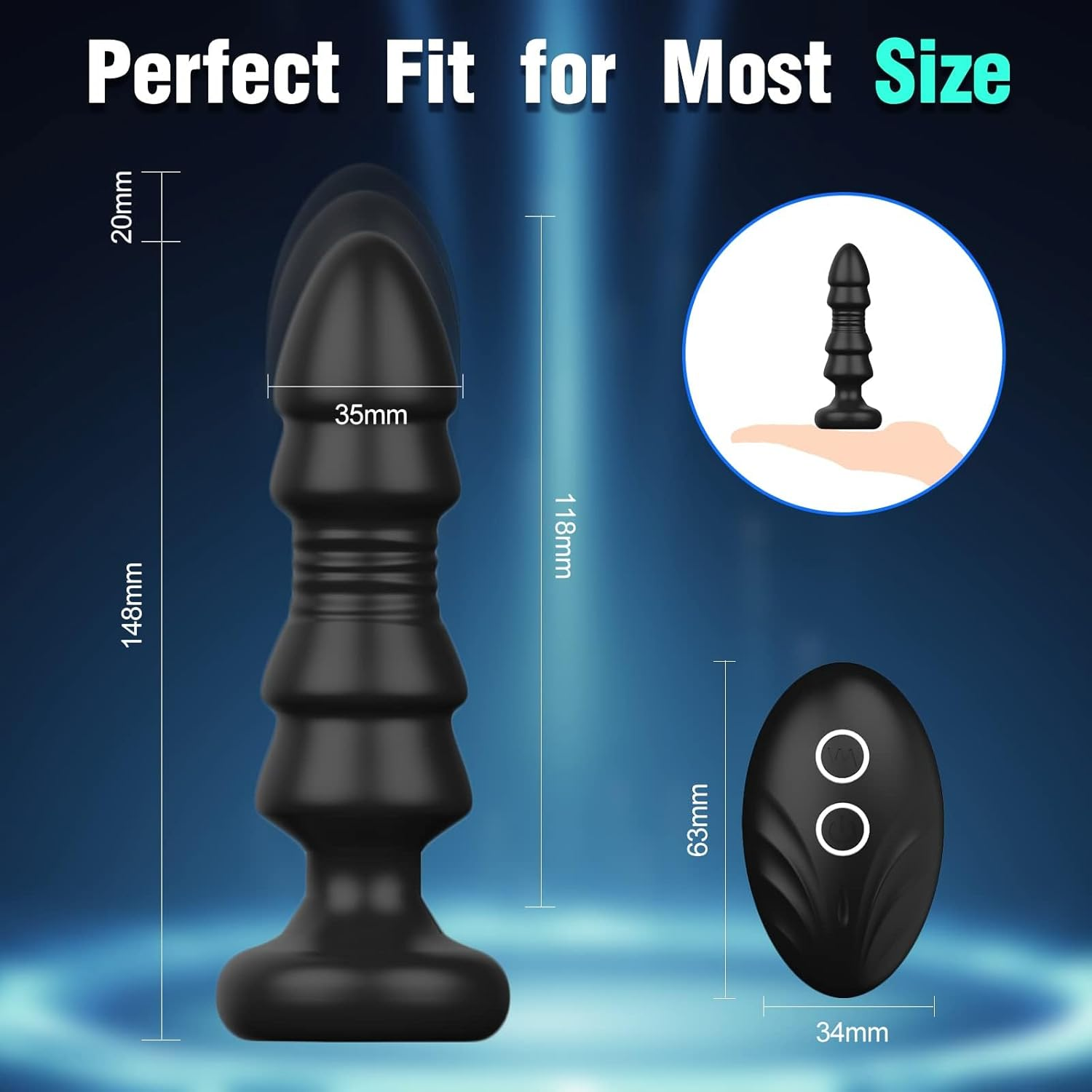 2 in 1 Thrusting Male Vibrator Sex Toy, Remote Control Vibrating Adult Anal Sex Toys Butt Plug, Anal Beads with 5 Vibrating & Thrusting Dildo Prostate Massager for Men Women and Couples image number 5
