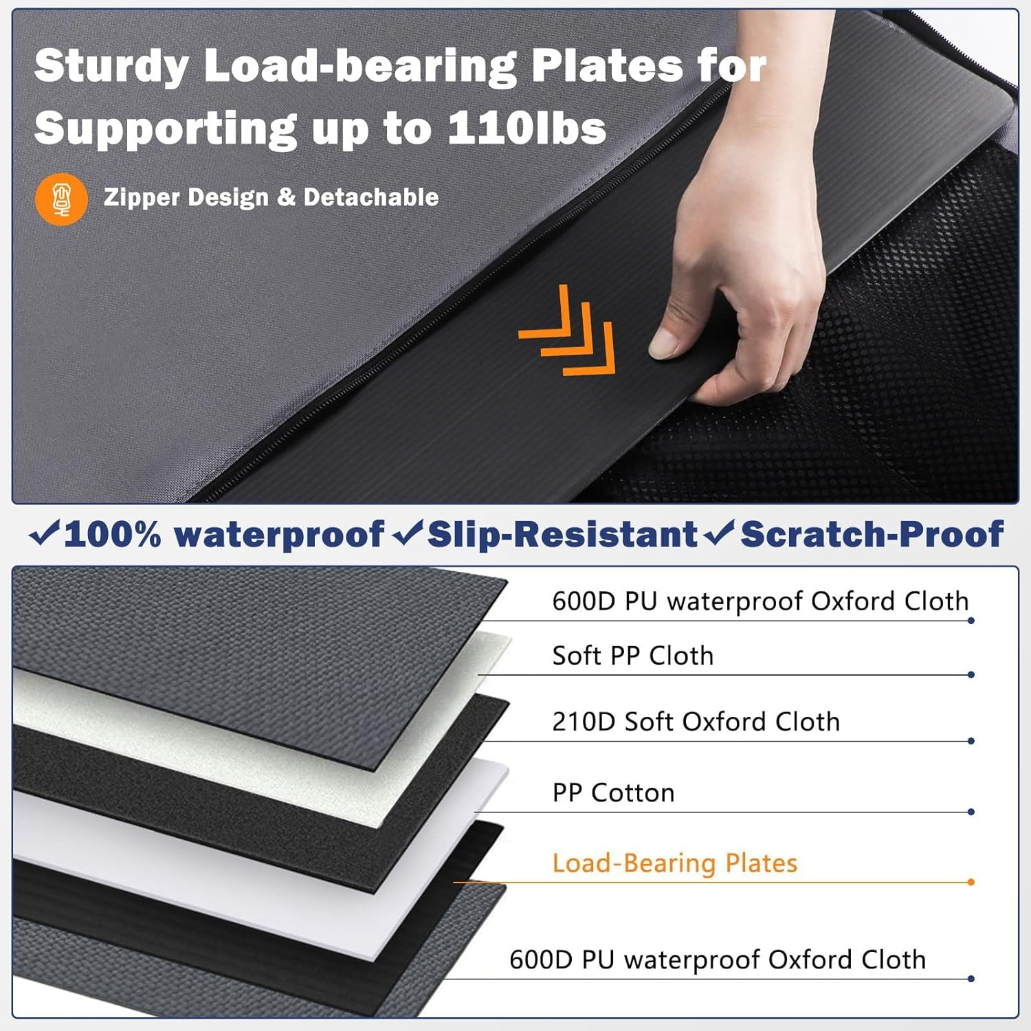 Qowooq Dog Car Seat for Medium Dogs,Back Seat Extender for Dogs,Large Dog Car Seat Cover for Back Seat, Dog Hammock for Car Back Seat Dog Bed Mattress,Pet Car Seat for Car SUV Truck (Black, Large) image number 2