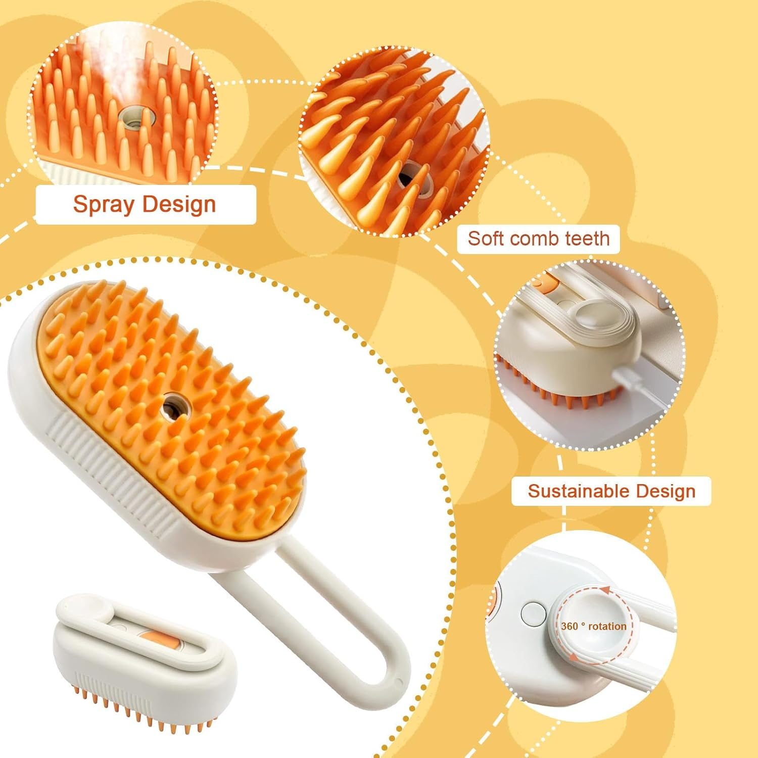 SUFANG 3 in 1 Steam Brush for Cats and Dogs, Reduces Hair Loss and Enhances Coat Health Shine image number 5