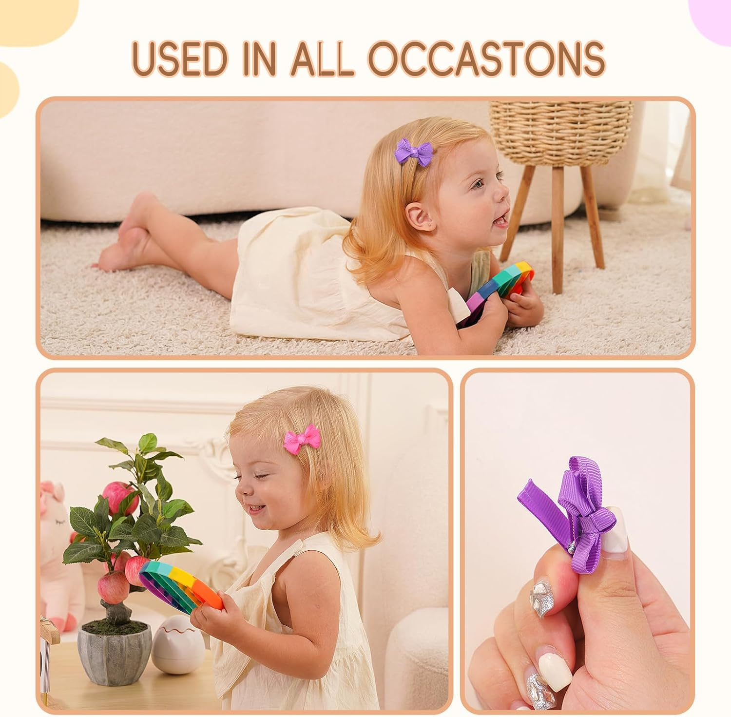 Choicbaby Pack of 40 Hair Clips Girls, 1.2 Inches (3 Cm) Hair Clips Bow Hair Clips Children Girls Hair Accessories for Baby Girls Toddlers image number 1