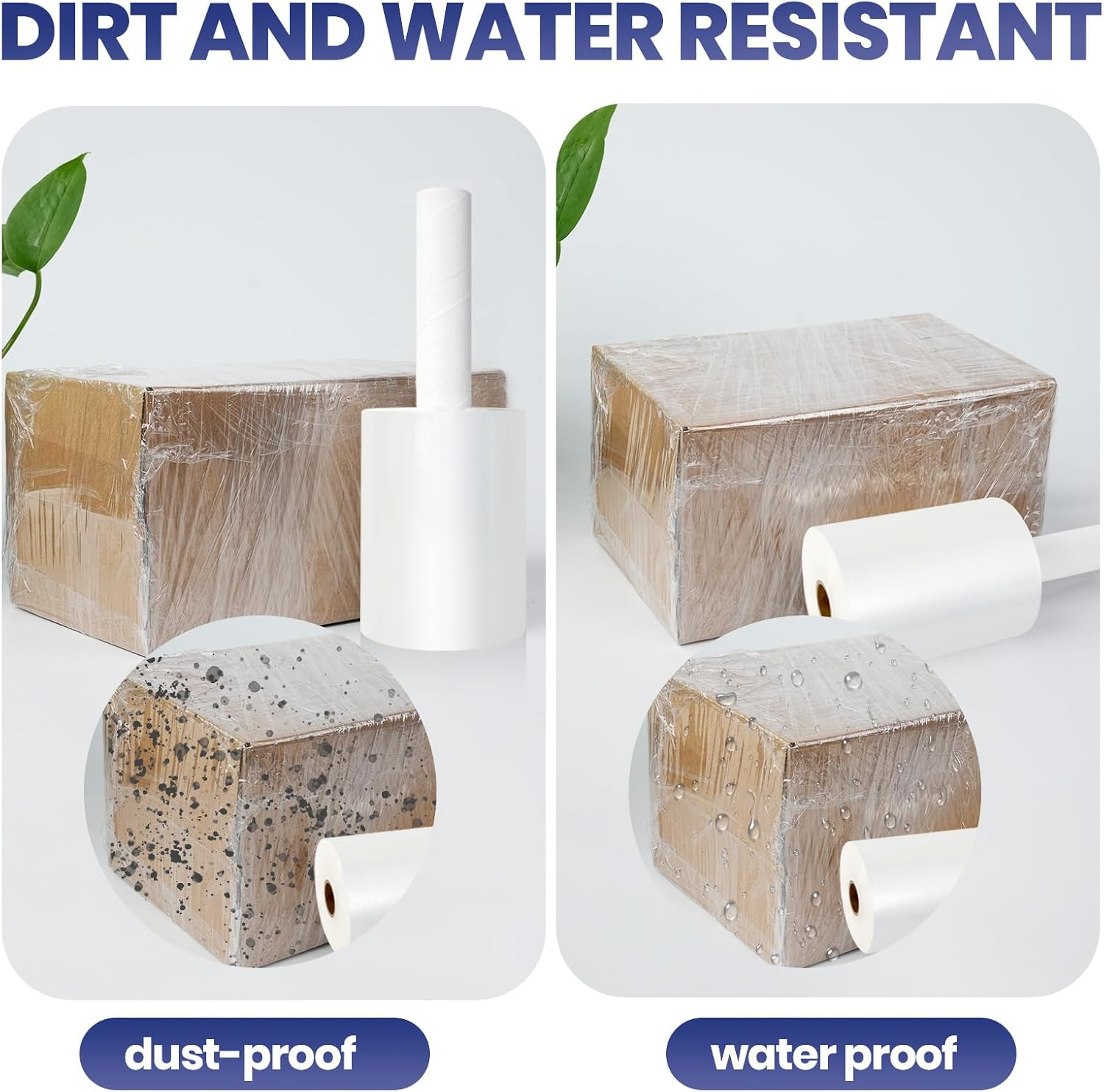 ADHES Mini Hand Stretch Wrap Film 5 Inch X 1000 Feet Industrial Strength 20Um Stretch Film 127Mm X 304M, Shrink Wrap Roll for Packing, Pallet, Furniture Wrapping Moving & Protection