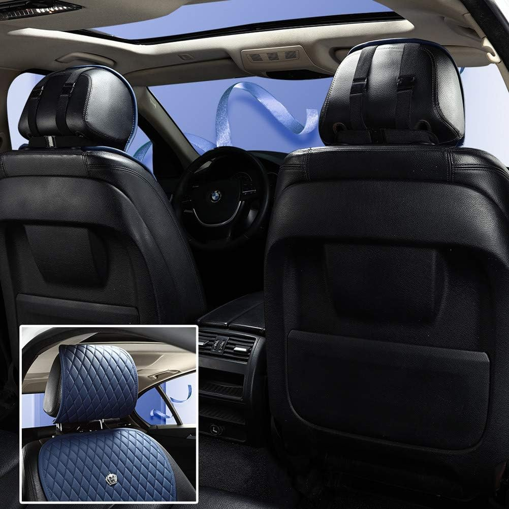 Blue Seat Covers Auto Seat Cushion Covers Leather Universal Seat Covers 2/3 Covered 11PCS Fit Car/Auto/Suv (A-Dark Blue) - A-Dark Blue image number 6