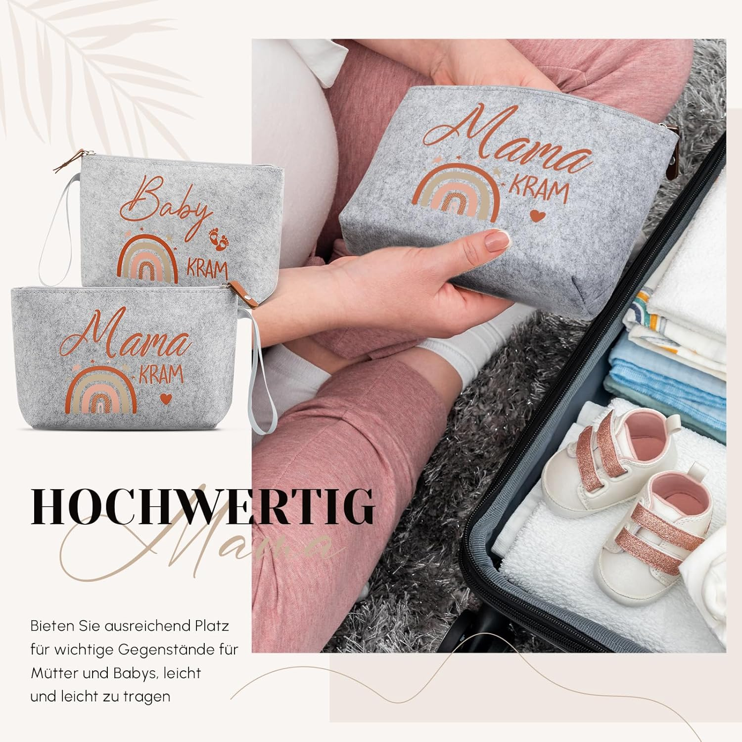 Xuniea Gifts for Expectant Mothers Pregnant Women - Felt Cosmetic Bag with Zip Felt Bag for Mum Pregnancy Gift for New Mum Baby Shower (Rainbow)