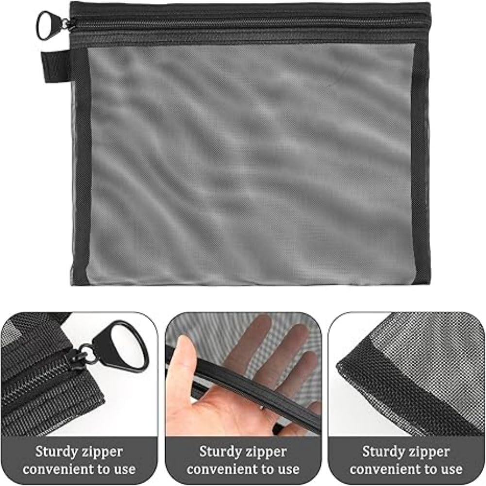 Mesh Zipper Pouch Bags 3 Pcs,Mesh Makeup Bag Cosmetic Pouches Waterproof Travel Organizer Bags for Women Toiletries Purse Office Home Organization Pouches image number 2