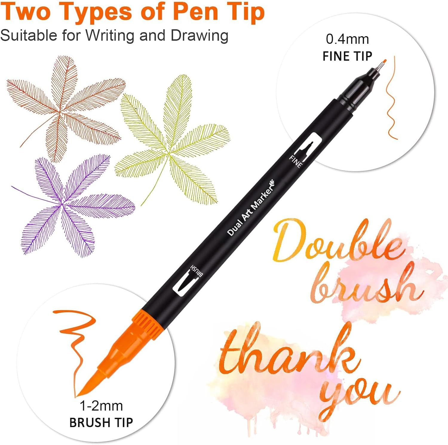ZDY Dual Brush Pen Art Markers,72 Colored Highlighter Pen Brush and Fine Tip Markers for Kids Adult Coloring Books Bullet Journals Planners, Note Taking Coloring Writing, DIY Card Making image number 6