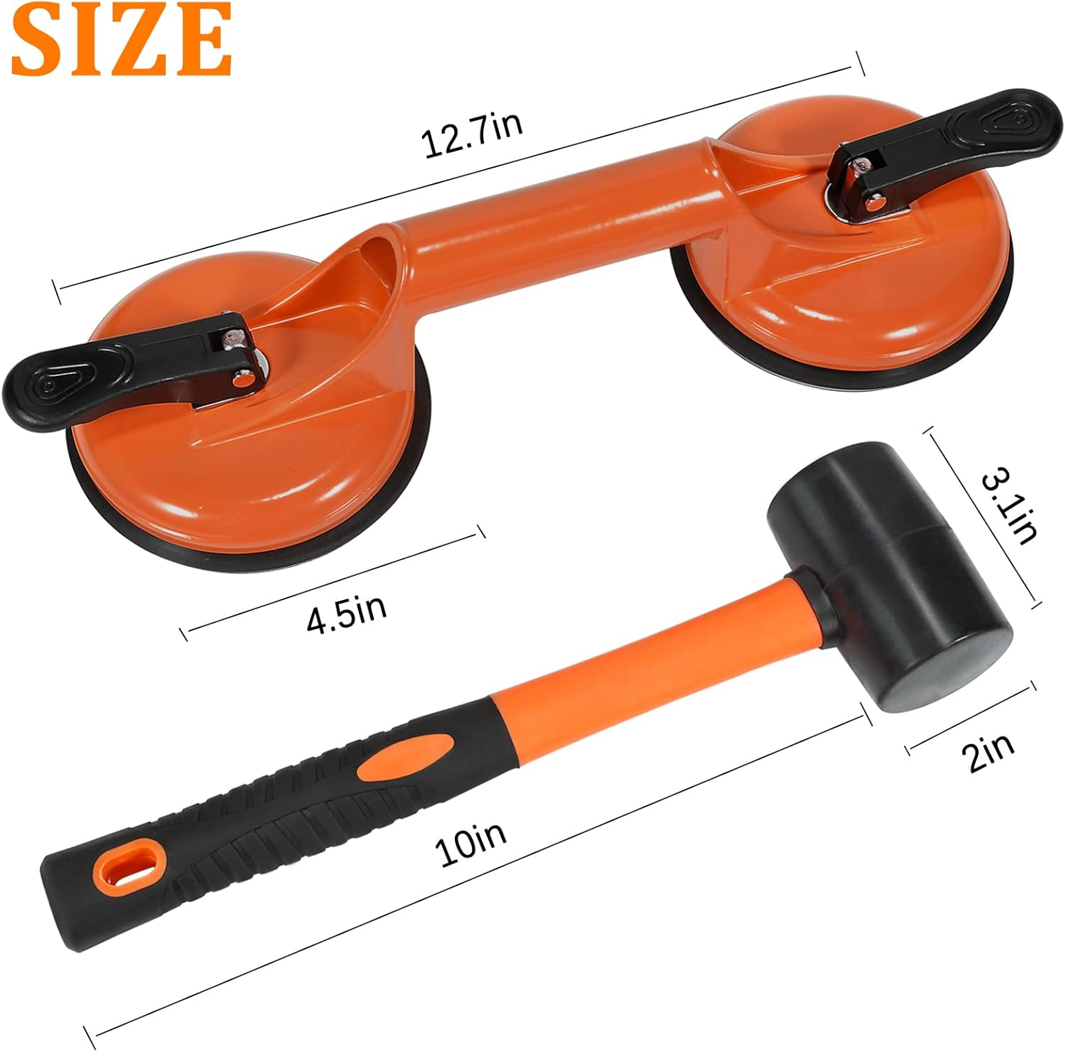 Floor Gap Fixer Tool for Laminate Floor Gap Repair Plank Grabber Includes Heavy Duty Aluminum Suction Cup and Fiberglass Handle Rubber Mallet (Can'T Use on Scraped Surface Floor) image number 2