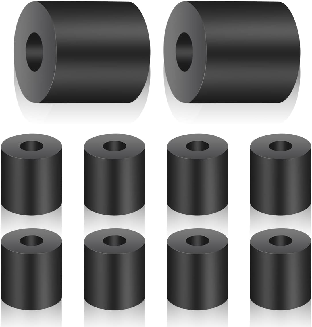 10Pcs Tear Resistant Multi-Purpose Rubber Spacer 1" OD X 3/8" ID X 1" Thick Rubber Bushing Solid Smooth round Neoprene Rubber Washers for Car,Motor,Bars Accessories image number 1