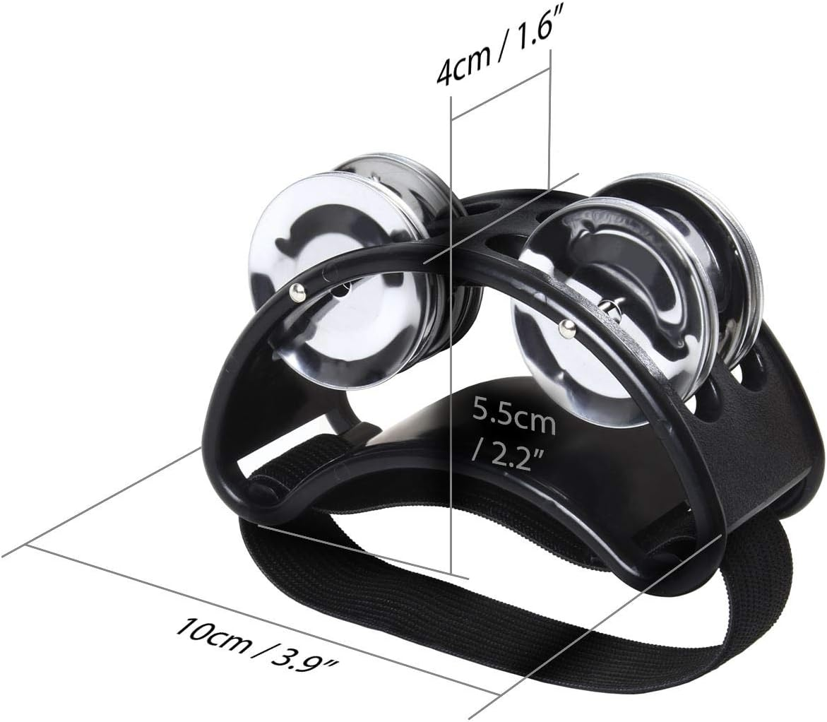 Igadgitz Xtra U6993 - Foot Tambourine Foot Shaker Foot Jingle - Guitar Players, Musicians, Singers, Music Class, Bands and More - Black image number 1