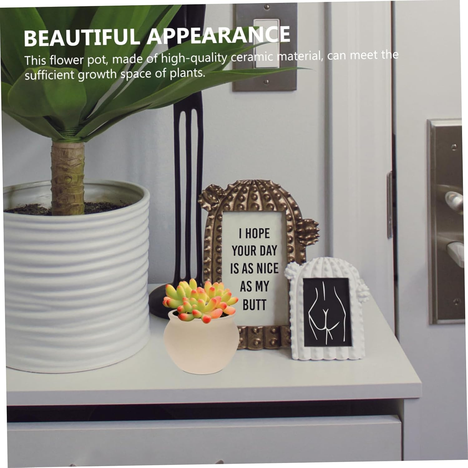 INOOMP 2Pcs Ceramic Flower Planting Pots Household Garden Supplies for Desktop Indoor Garden Decoration image number 4