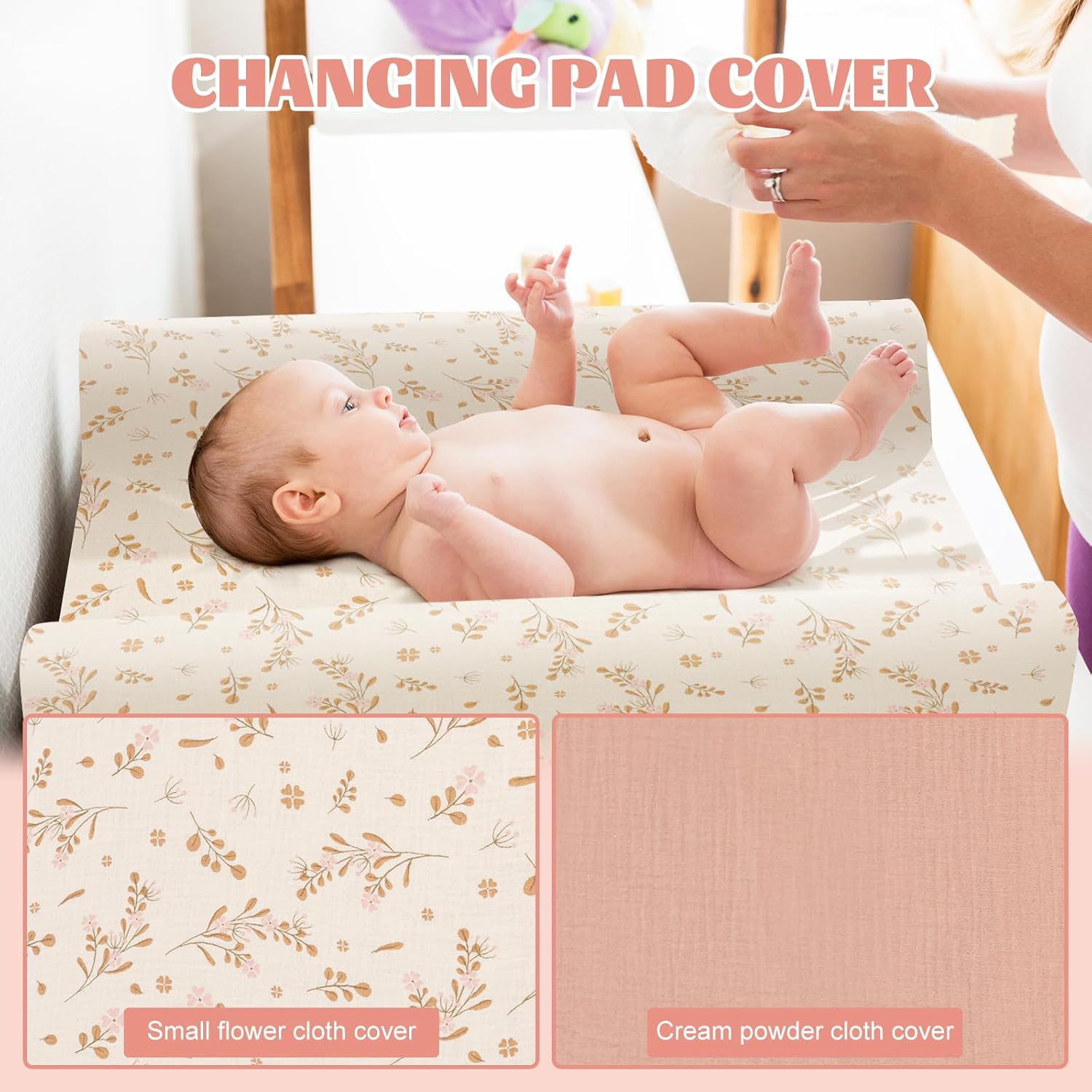 Changing Pad Cover, Baby Diaper Soft Changing Pad Sheets, Flexible Changing Table Pad Cover, Cotton Diaper Changing Pad, Comfortable Cotton Fitted Diaper for Baby Girls(Style 1) image number 6