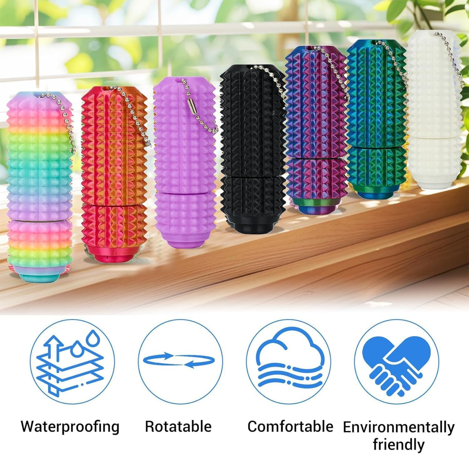 2025Upgrade 2PCS Little Ouchies Pain Fidget Toy - 3-In-1 Pocket Quite Fidget Toys for Adults,3D Printed Keychain Sensory Toy for Stress Anxiety Relief & Focus,Spiky Grippie Stim Keychain Toy image number 3