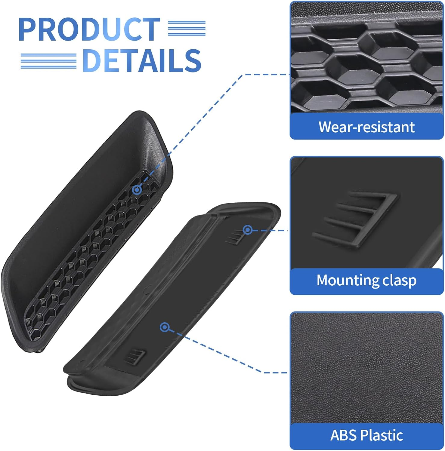 UOIENRT 2Pcs Engine Hood Air Vent Outlet Cover Trim, Left and Right Hood Vent Covers Replacement for Dodge Ram 1500 2500 3500 2010-2019, Replaces 68324991AA 68324990AA (Black) image number 5