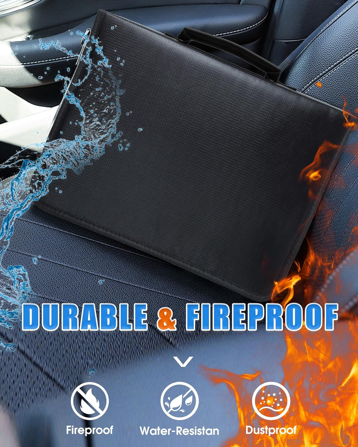 Fireproof Document Bag,A-Z -Accordion File Organizer 26 Pocket with Handle,Holder for Documents, Cash, Receipt, Birth Certificate, Passport, Citizenship Certificate, Etc.