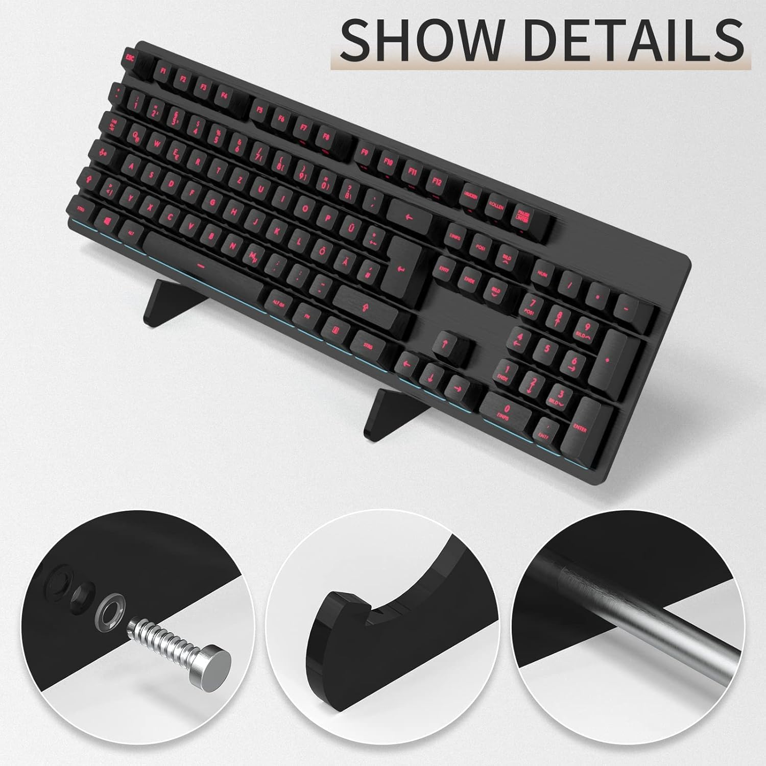 2Pcs Computer Keyboard Stand Book Display Stand Keyboard Stand for Desktop Mechanical Keyboard Stand Keyboard Display Shelf Photo Holder Stand Keyboard Holder Stainless Steel (Black) image number 3