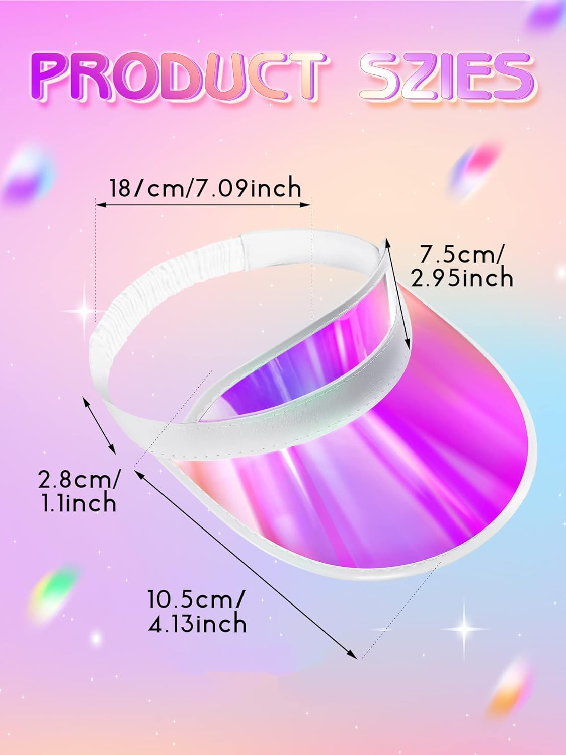 Geyoga 6 Pcs Pink Clear Sun Visor Hats Plastic Sun Visor UV Protection Golf Cap Unisex PVC Transparent Visor Cap for Women Men, Gradient Purple, One Size