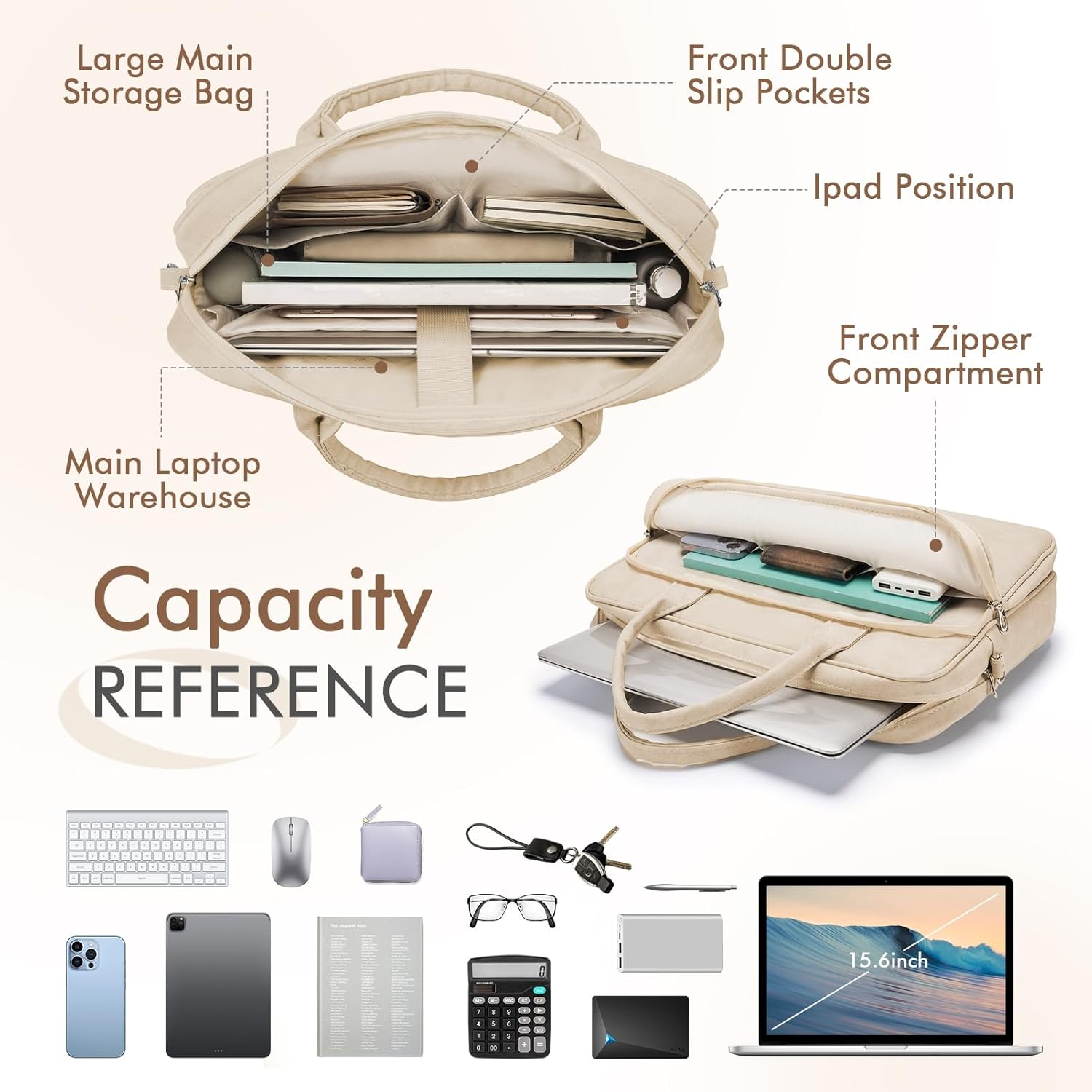 BAGZY Laptop Bag for Women Men 14/15.6 Inch Laptop Briefcase Laptop Case for Men Waterproof Messenger Shoulder Bag Large Work Tote Bag Handbag Document Bag for Office Business College Travel image number 6