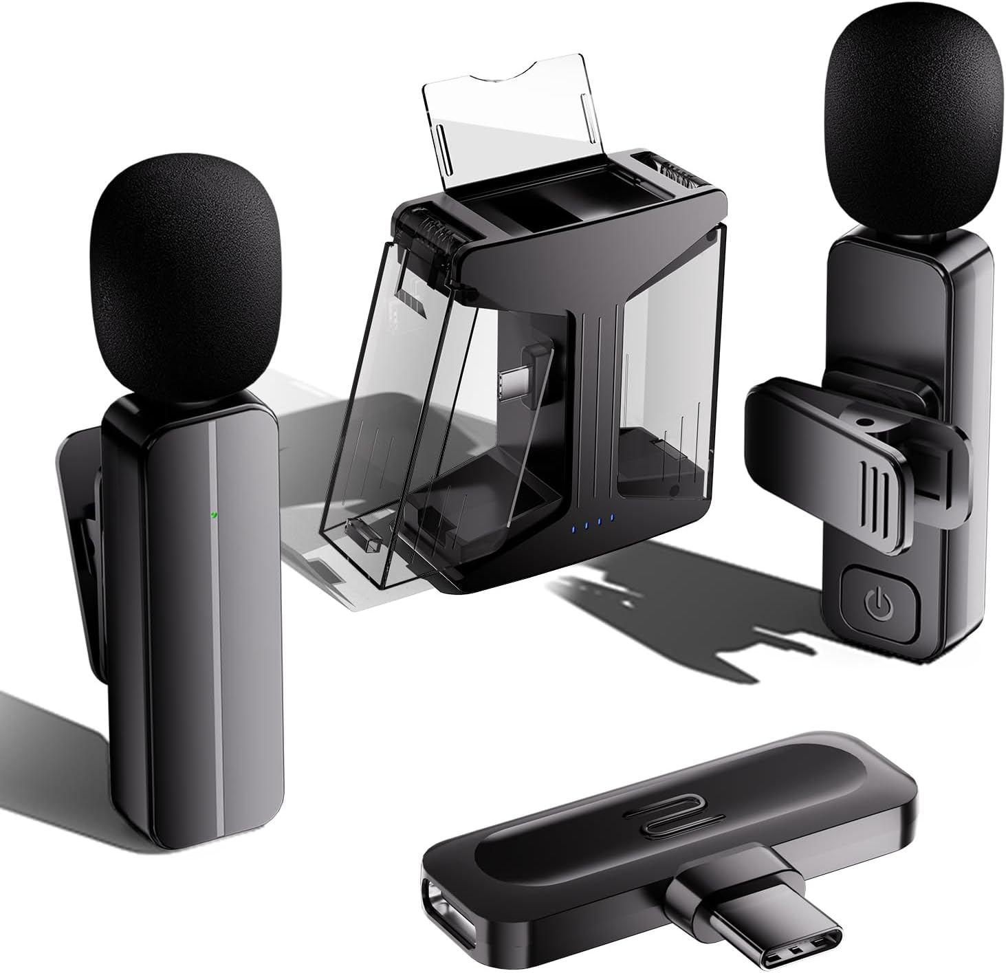 2 Pack Wireless Mini Lavalier Lapel Microphone for Iphone,Ipad - Cordless Double Mics Plug and Pick-Up 2.4G Ultra-Low Delay Built-In Noise Reduction Chip 5H Working Time for Two-Person Creator