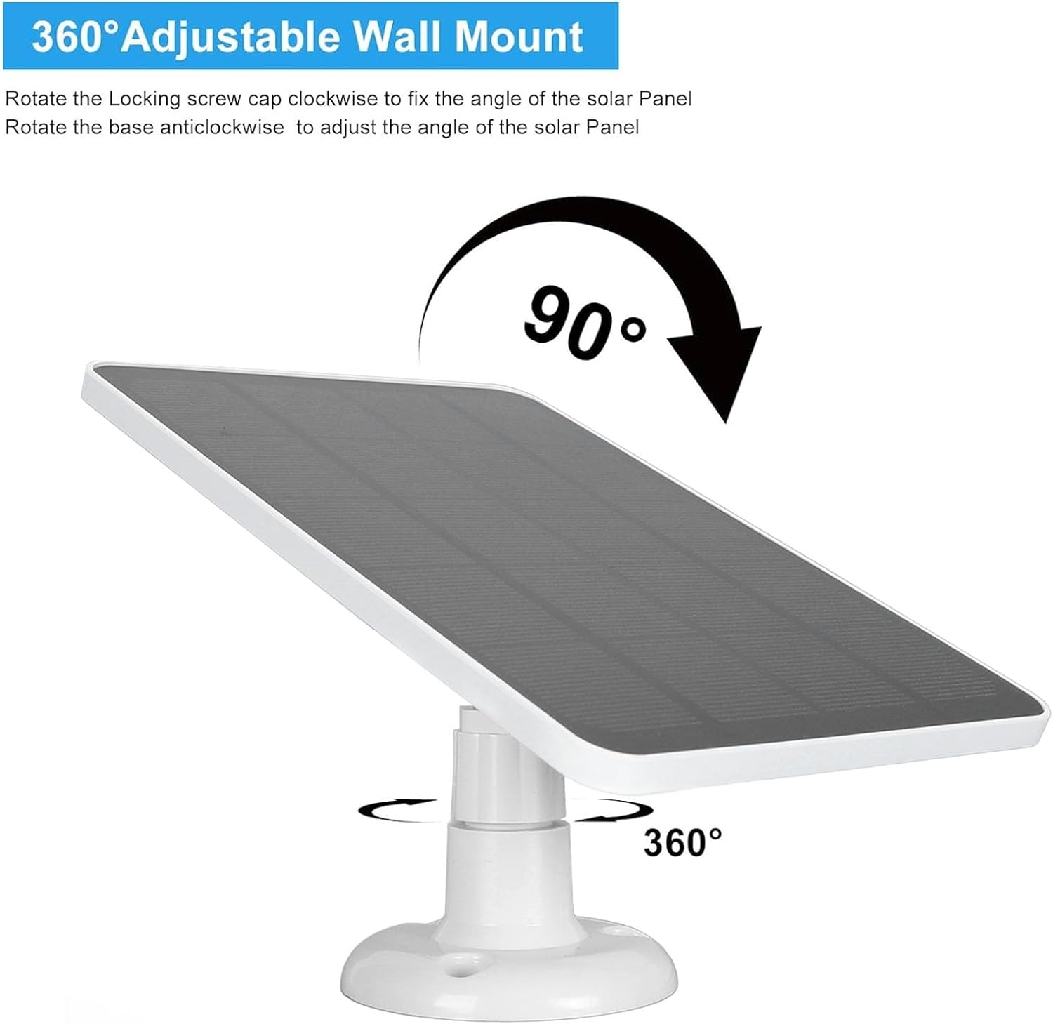 Solar Panel for Doorbell, Solar Compatible with Nest Doorbell (Battery), for Ring Video Doorbell, Doorbell 2K Camera, 360 Degree Adjustable, 9.8 Feet Charging