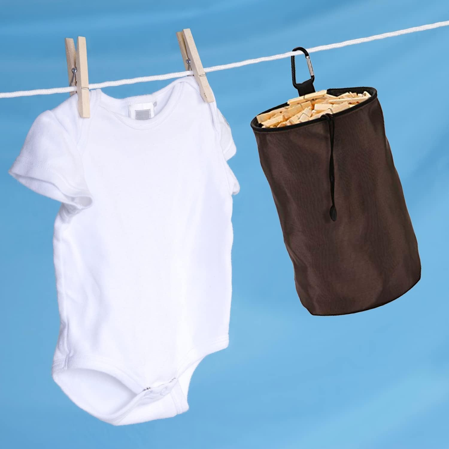 Drawstring Closure Clothes Peg Bag, Durable 600D Oxford Cloth Waterproof Clothes Peg Bag, 1Pc Peg Storage Bag Clothespin Drawstring Bag,Hanger Clip Bag Waterproof. image number 2