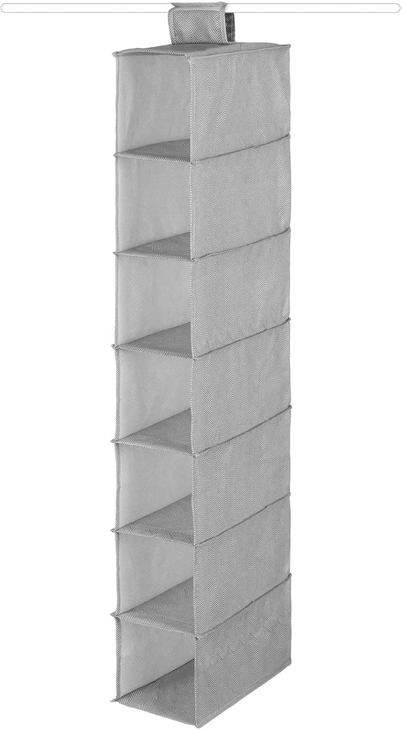 Compactor Hanging Organiser for Shoes and Clothing, 7 Compartments, Velcro Fastening, Supports up to 6Kg, Grey/White, Boston Range, 15 X 30 X H105 Cm, RAN10167 image number 2