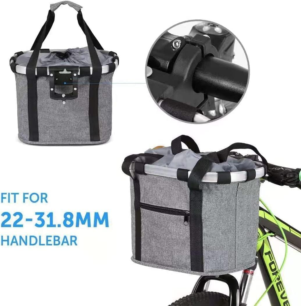 Bike Basket Foldable Bicycle Front Handlebar Bag Bike Rack Storage Pet Basket Removable Quick Installation Suitable for Cycling Bring Pets Shopping Grey image number 5