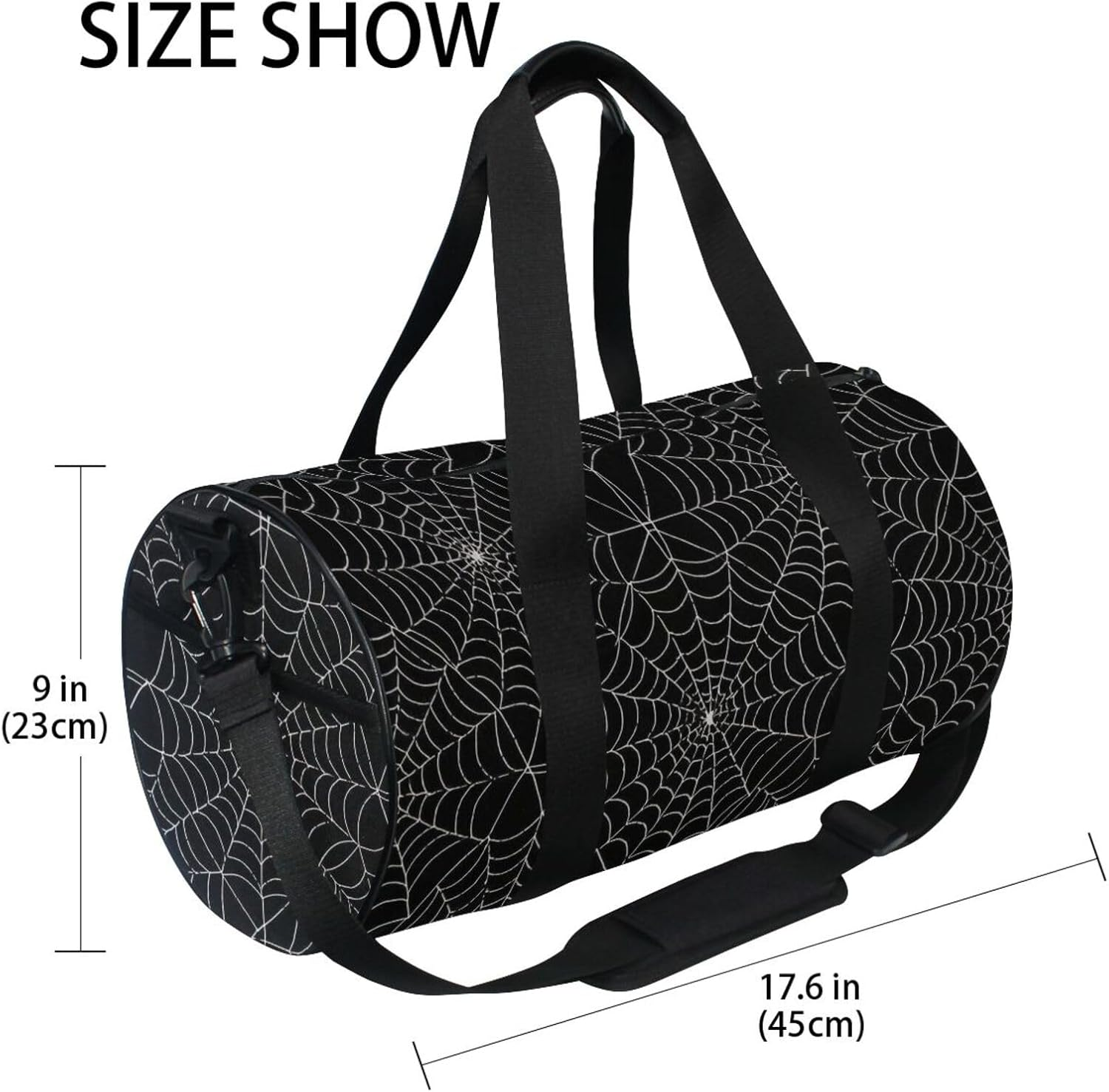 Gothic Black Halloween Spider Web Large Duffle Bag Overnight Bag Airplane Traveling Foldable image number 1