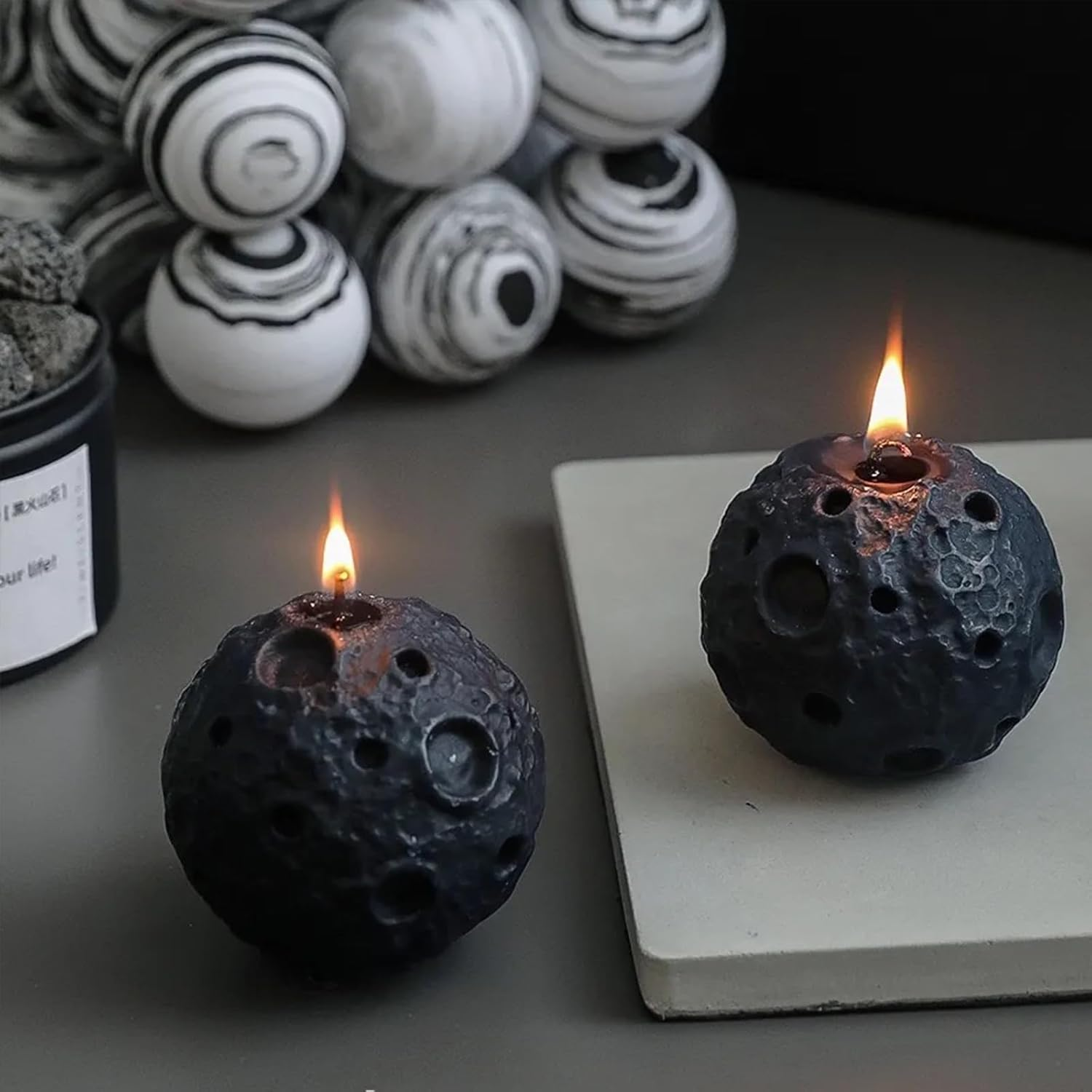 Scented Candle- Moon Surface Design Scented Soy Blend Candle, Scented Candles for Home Decor and Aromatherapy(Ebony Chenxiang) image number 4