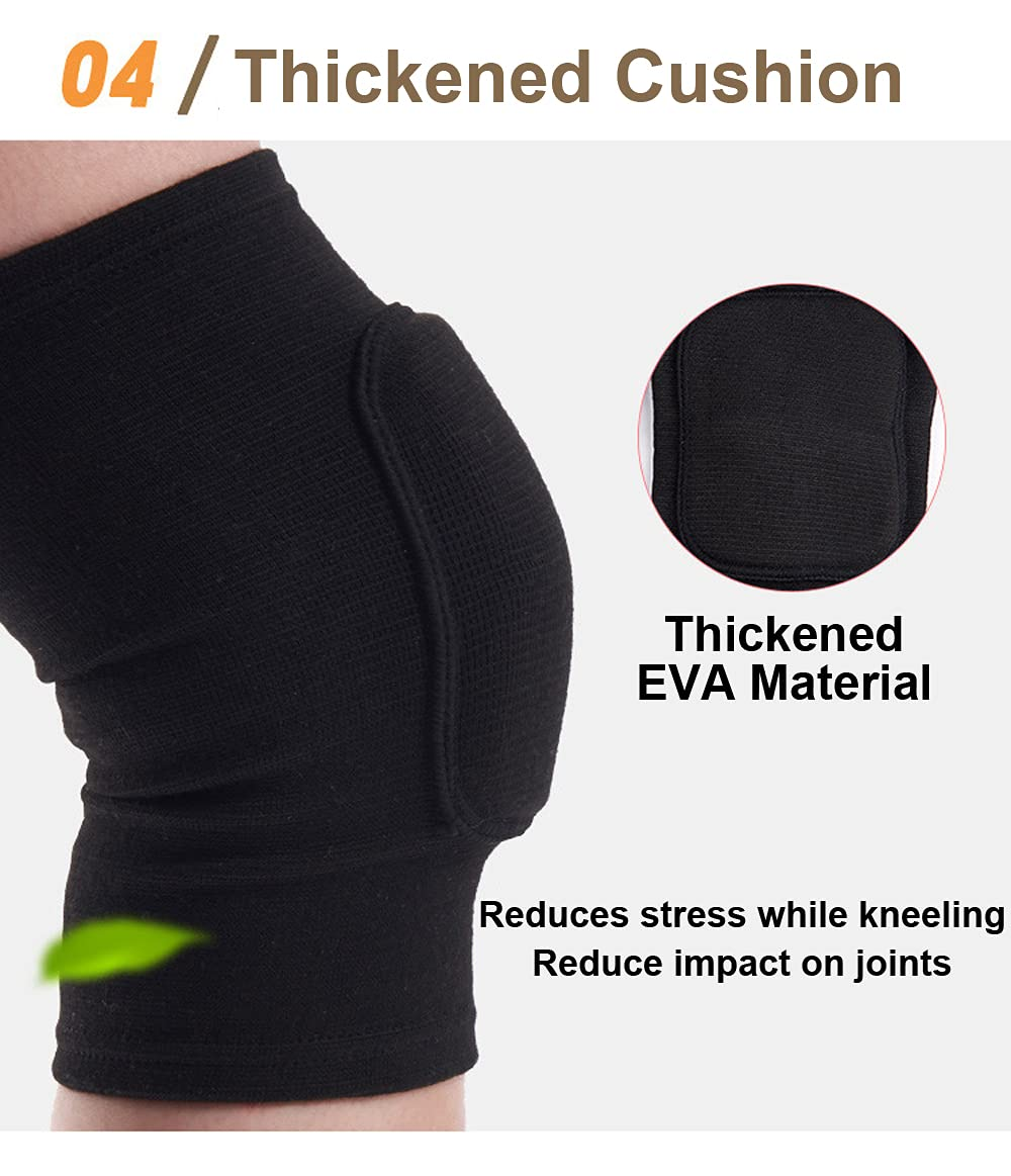 Knee Pads for Women, Dance Knee Pads Wrestling Knee Pads Basketball Knee Pads Volleyball Knee Pads for Women, Knee Protector Soft Knee Pads for Work (Black + White, XS)