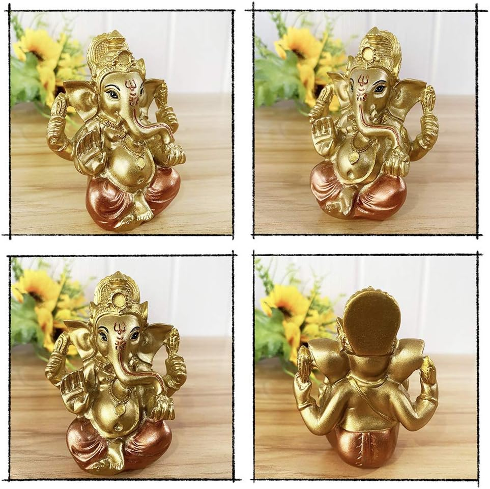 Hindu Ganesh for Car Dashboard - Indian Mini Ganesha Statue Decor India Home Office Temple Mandir Pooja Items Diwali Gifts Decor Murti Ganpati Idol Yoga Zen Meditation Room Altar Shrine Kit image number 4