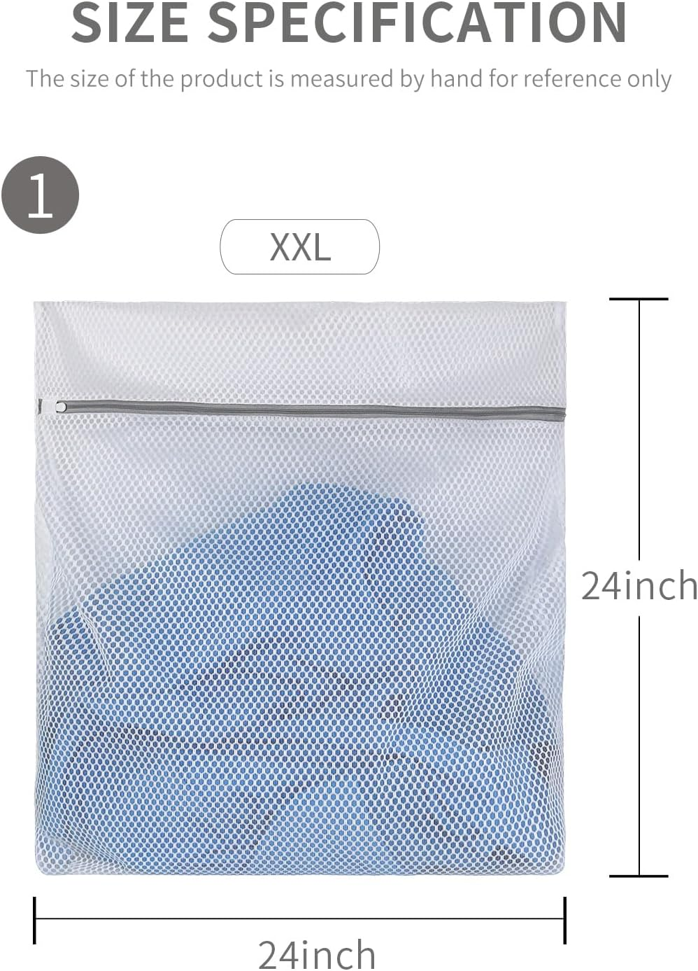 2 Xx-Large Honeycomb Delicates Bags for Washing Machine, 24 X 24 Inches Lingerie Bags for Laundry, Travel Storage Organize Bag for Cotton Clothes,Sheet, Shoes image number 3