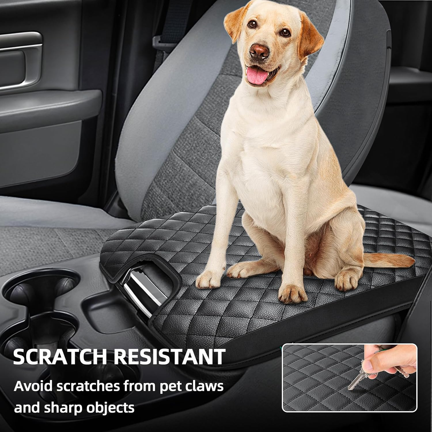 Center Console Cover Compatible with 2013-2018 Dodge Ram 1500 & 2013-2023 Ram 2500/3500/1500 Classic Model for Jump Seat Console, Comfortable Armrest Cover Protector Customized Car Accessories image number 4