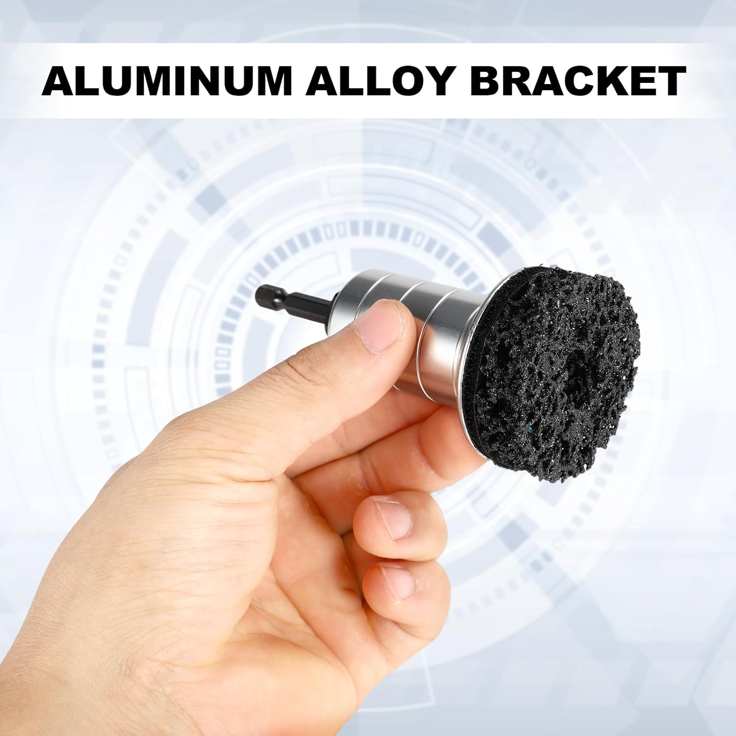 Wheel Hub Cleaning Kit, Brake Stud Surface Cleaner Tool Includes 1 Cleaning Head 1 Adapter & 3 Pads Fits 1/2" Impact Wrenches and Power Drills